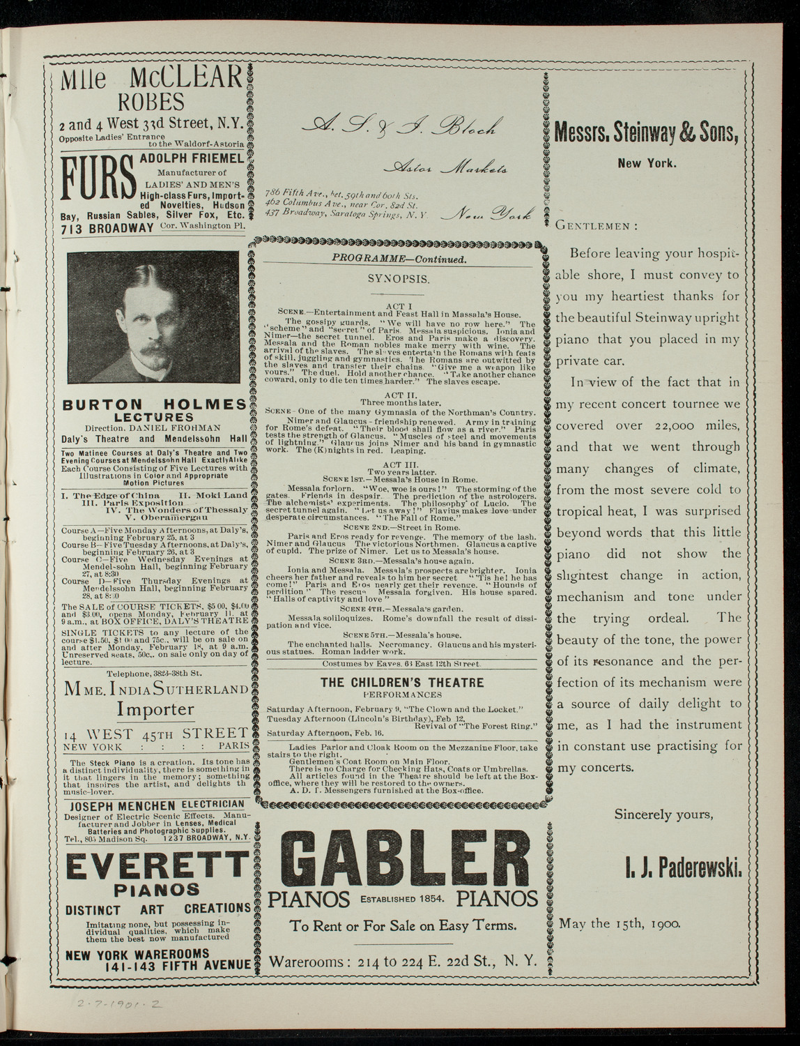 Trinity School Dramatic Society, February 7, 1901, program page 3