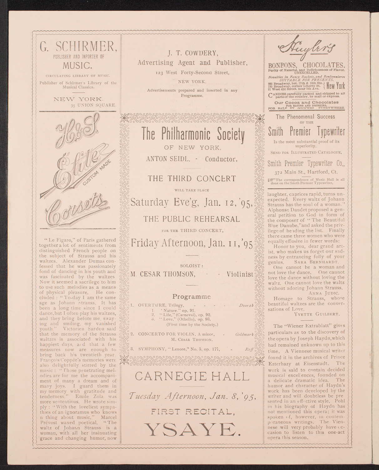 New York Philharmonic, December 15, 1894, program page 6