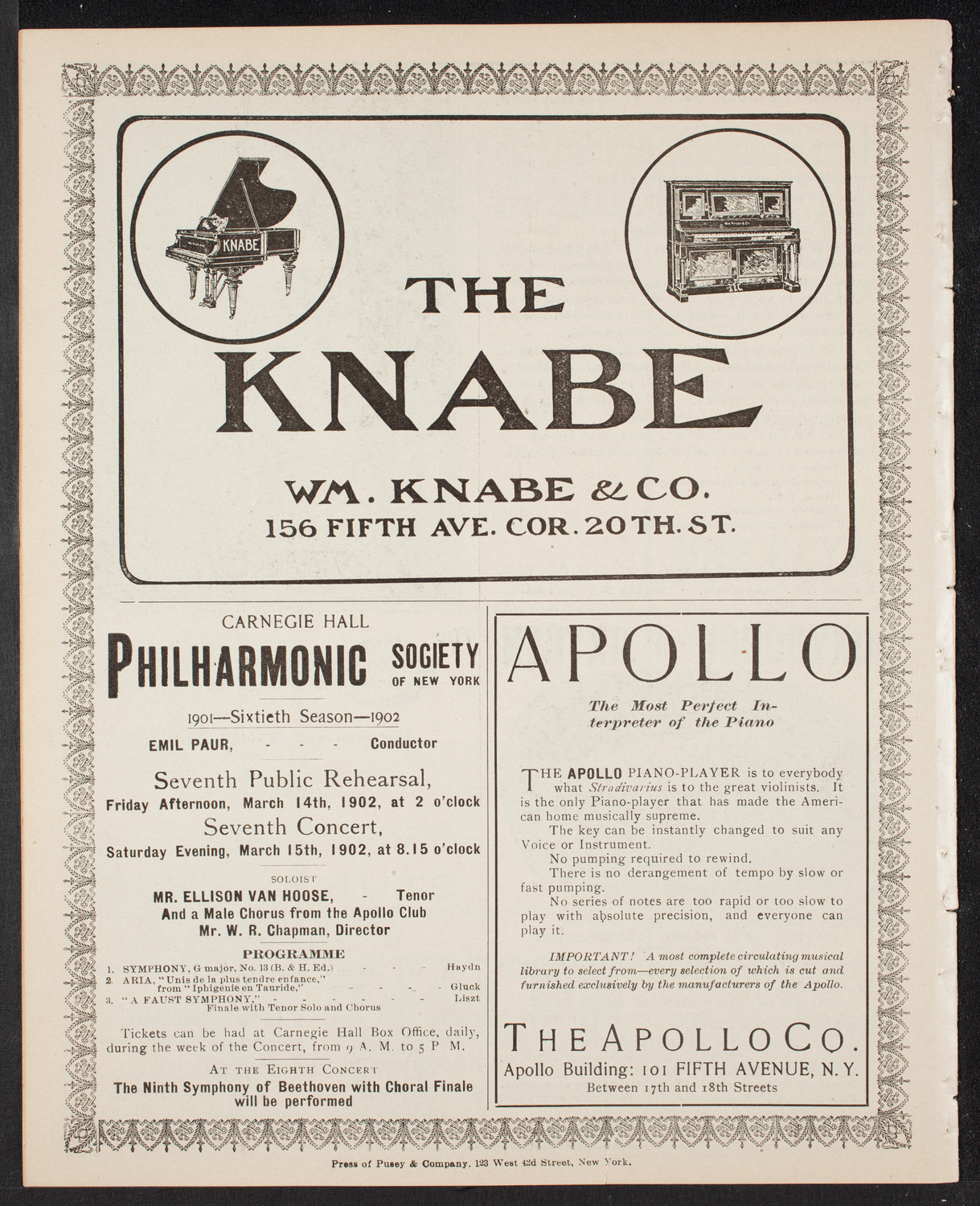 New York Philharmonic, February 14, 1902, program page 10