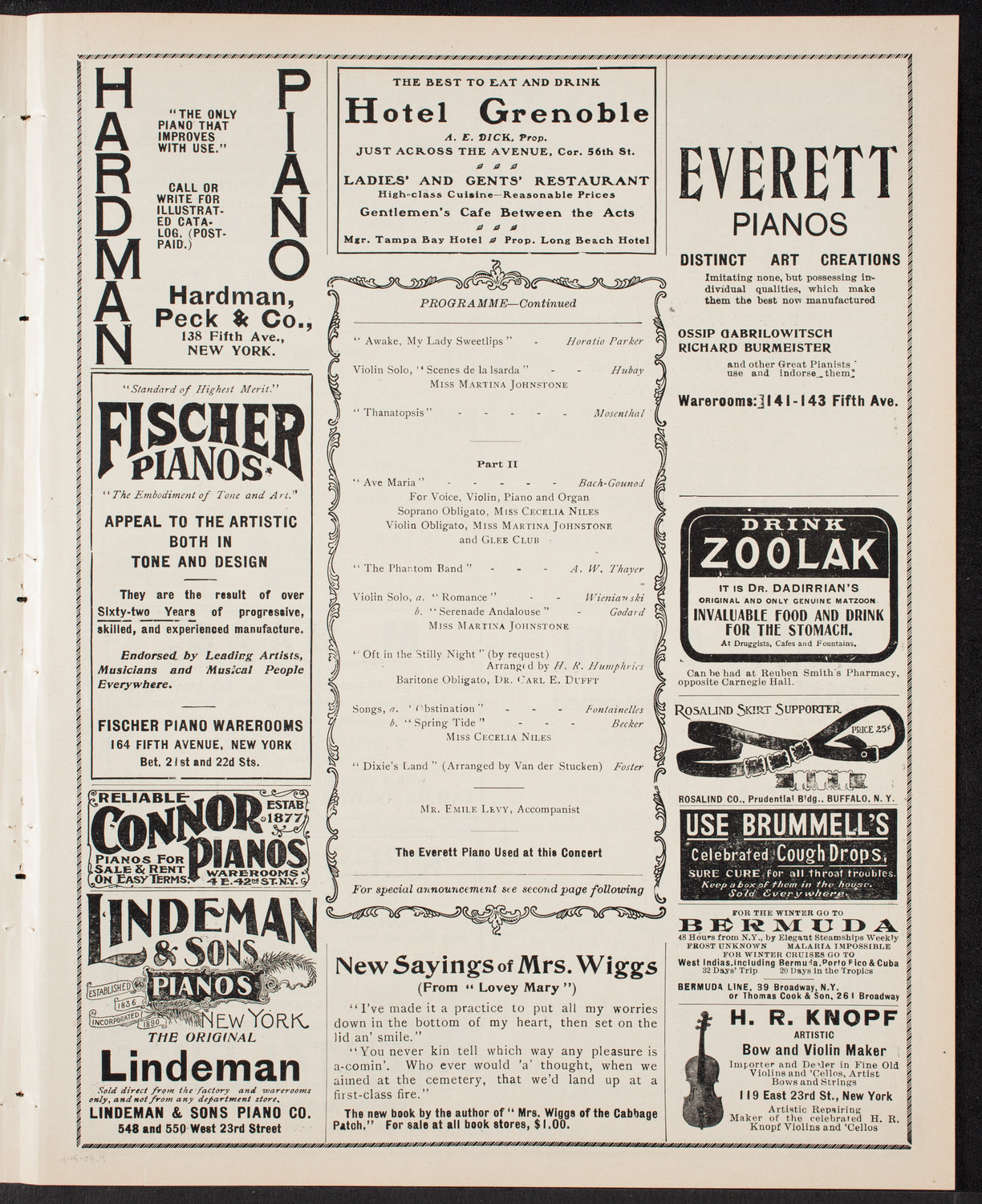 New York Banks Glee Club, April 14, 1903, program page 7