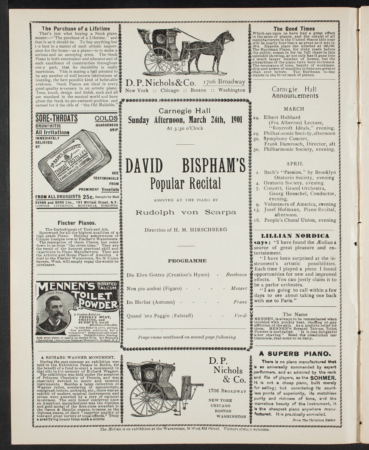 David Bispham, Baritone, March 24, 1901, program page 2