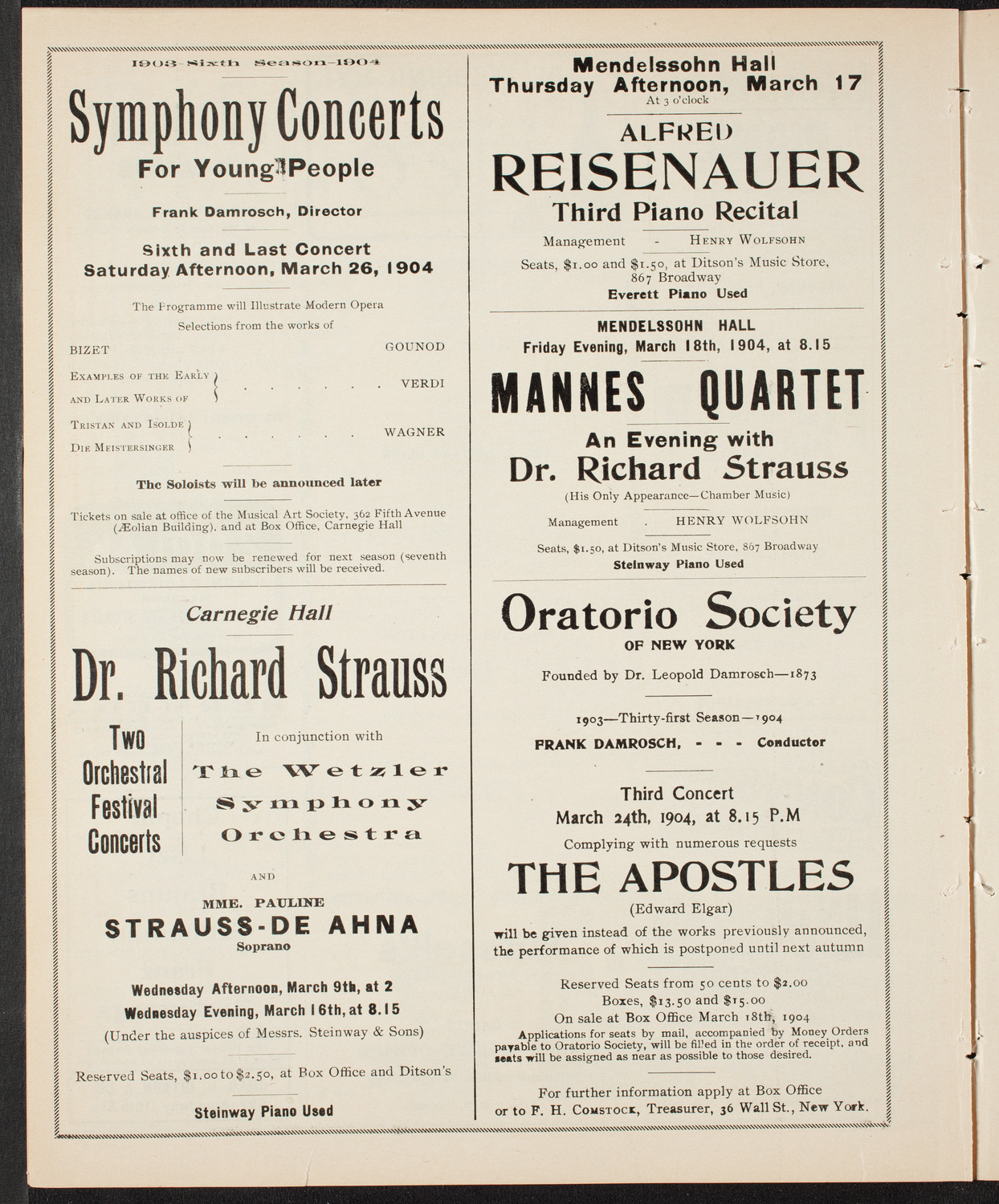 New York Philharmonic, March 4, 1904, program page 8