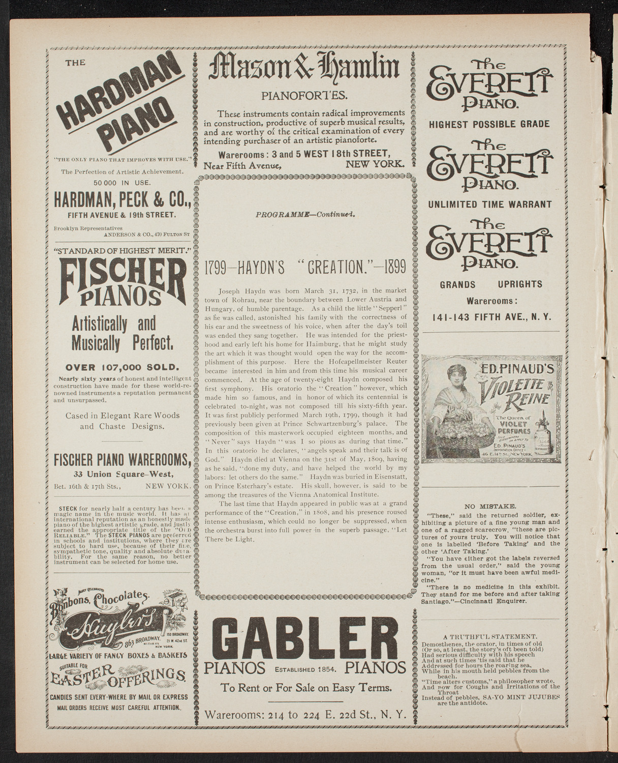 German Liederkranz, March 19, 1899, program page 6