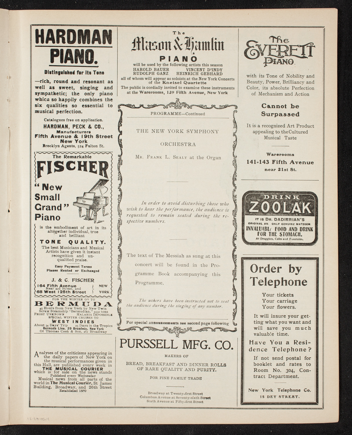 Oratorio Society of New York, December 28, 1905, program page 7