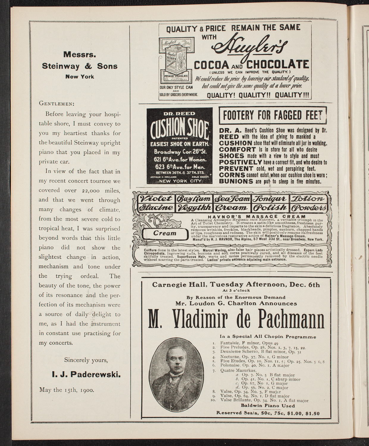 Benefit: St. Mark's Hospital, November 26, 1904, program page 4