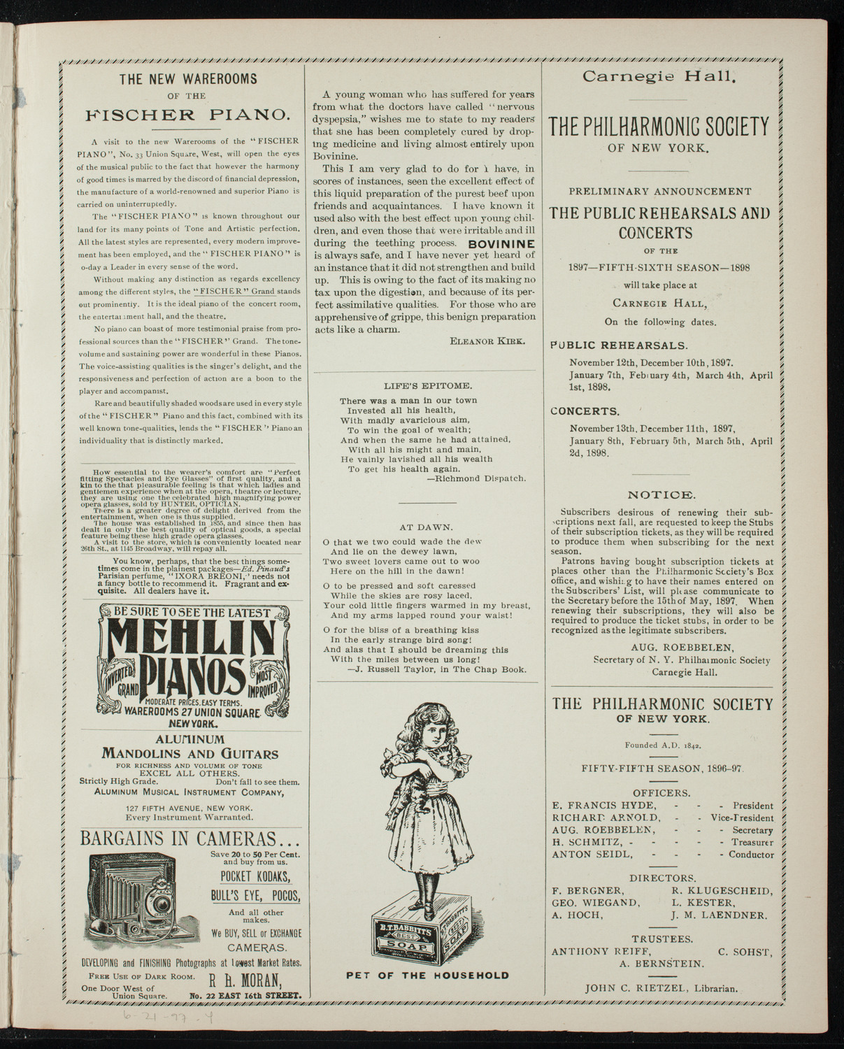 Graduation: College of St. Francis Xavier, June 21, 1897, program page 7