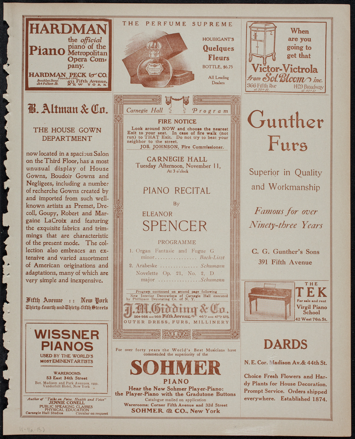 Eleanor Spencer, Piano, November 11, 1913, program page 5
