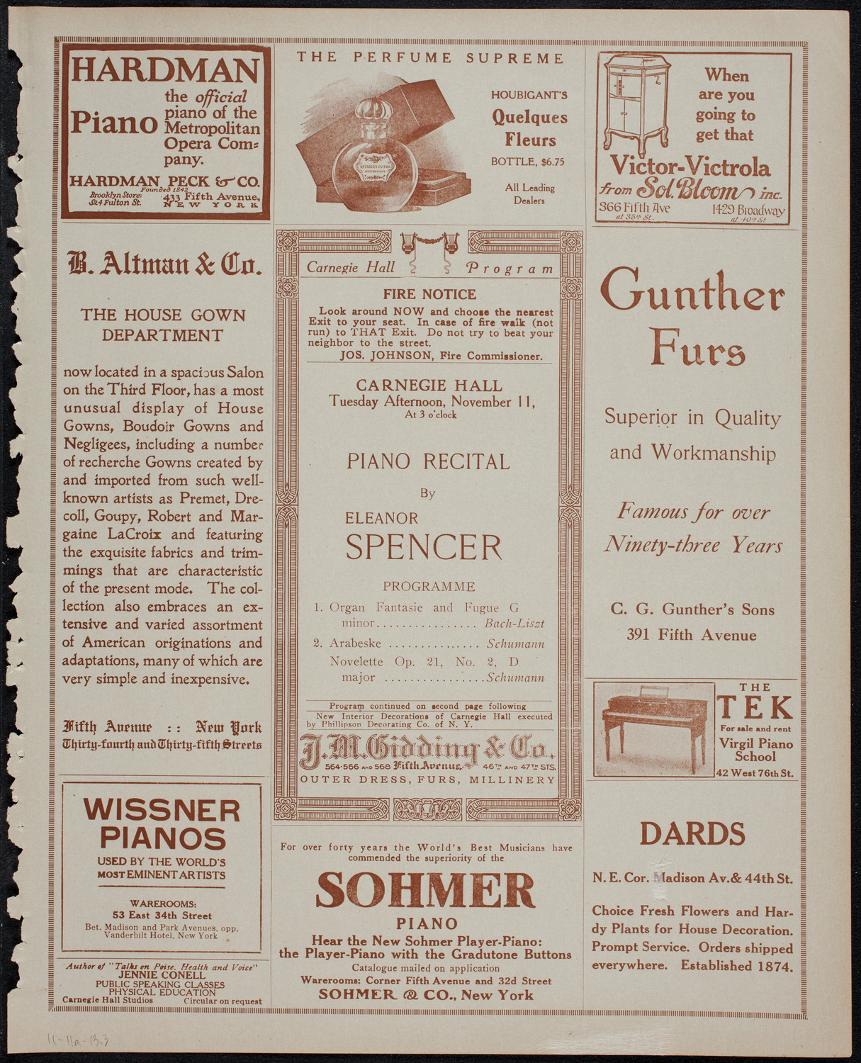 Eleanor Spencer, Piano, November 11, 1913, program page 5