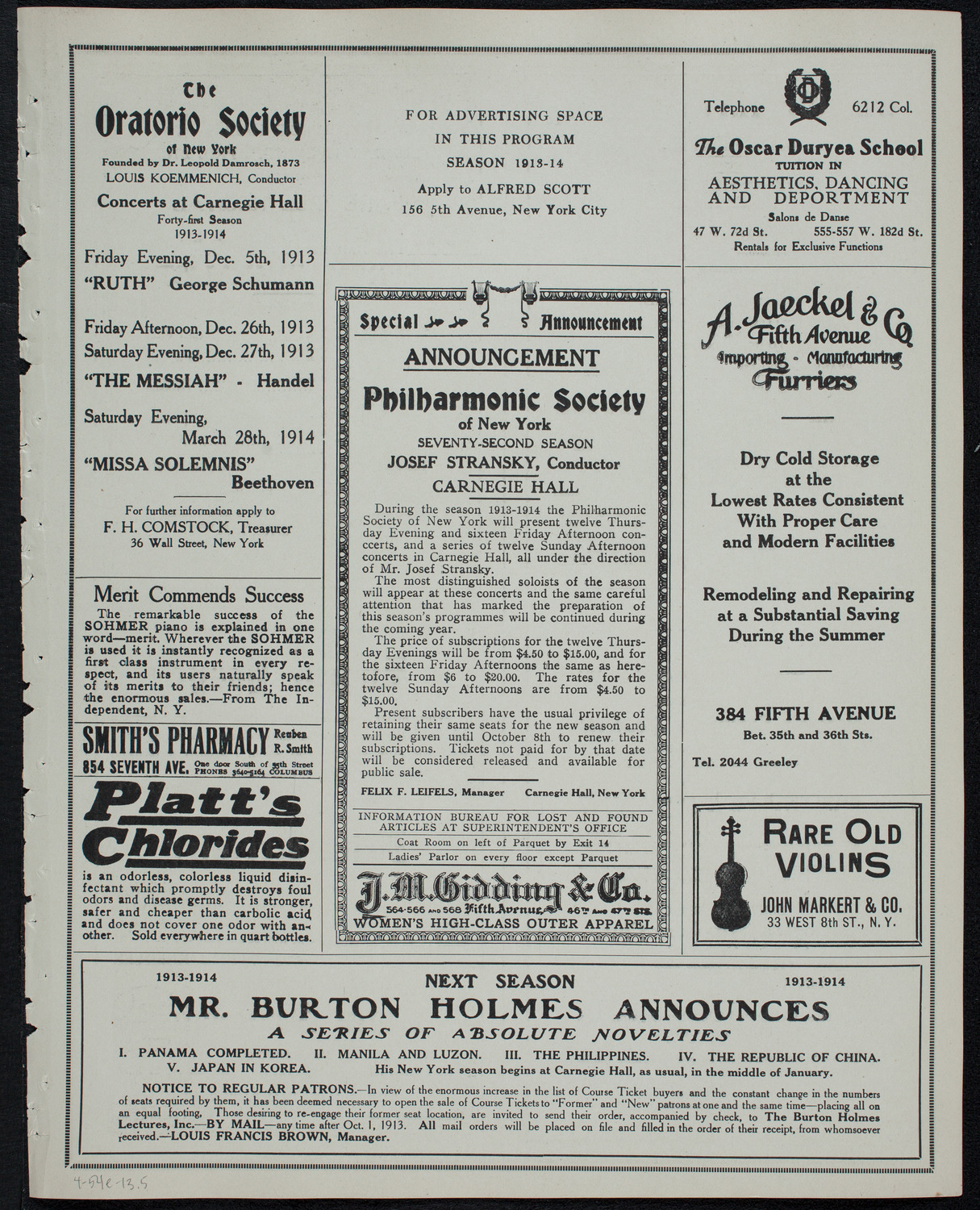 Russian Symphony Society of New York, April 25, 1913, program page 9