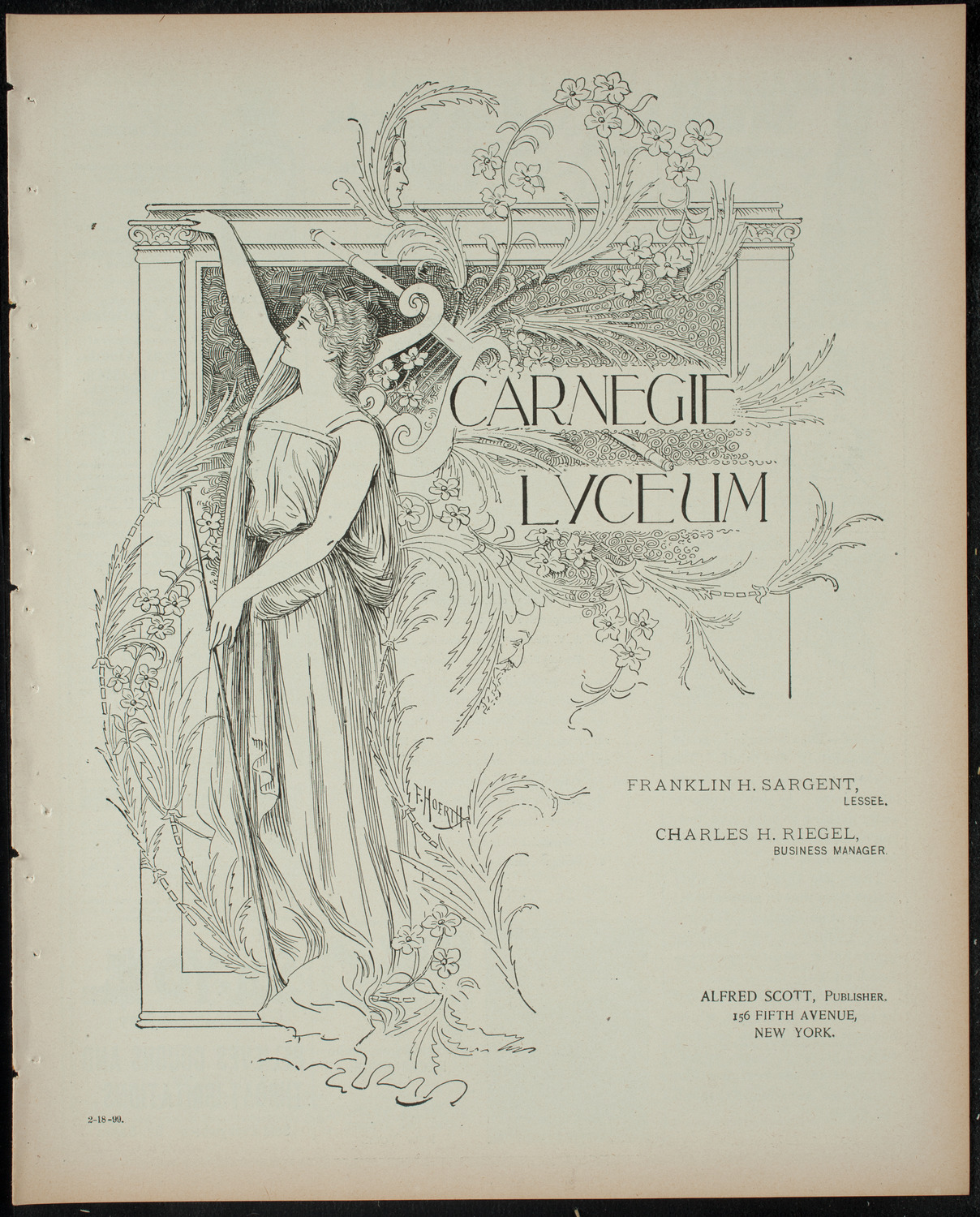 Comparative Literature Society Saturday Morning Conference, February 18, 1899, program page 1