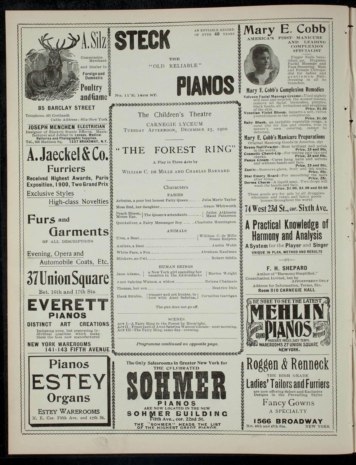 The Children's Theatre, December 25, 1900, program page 2