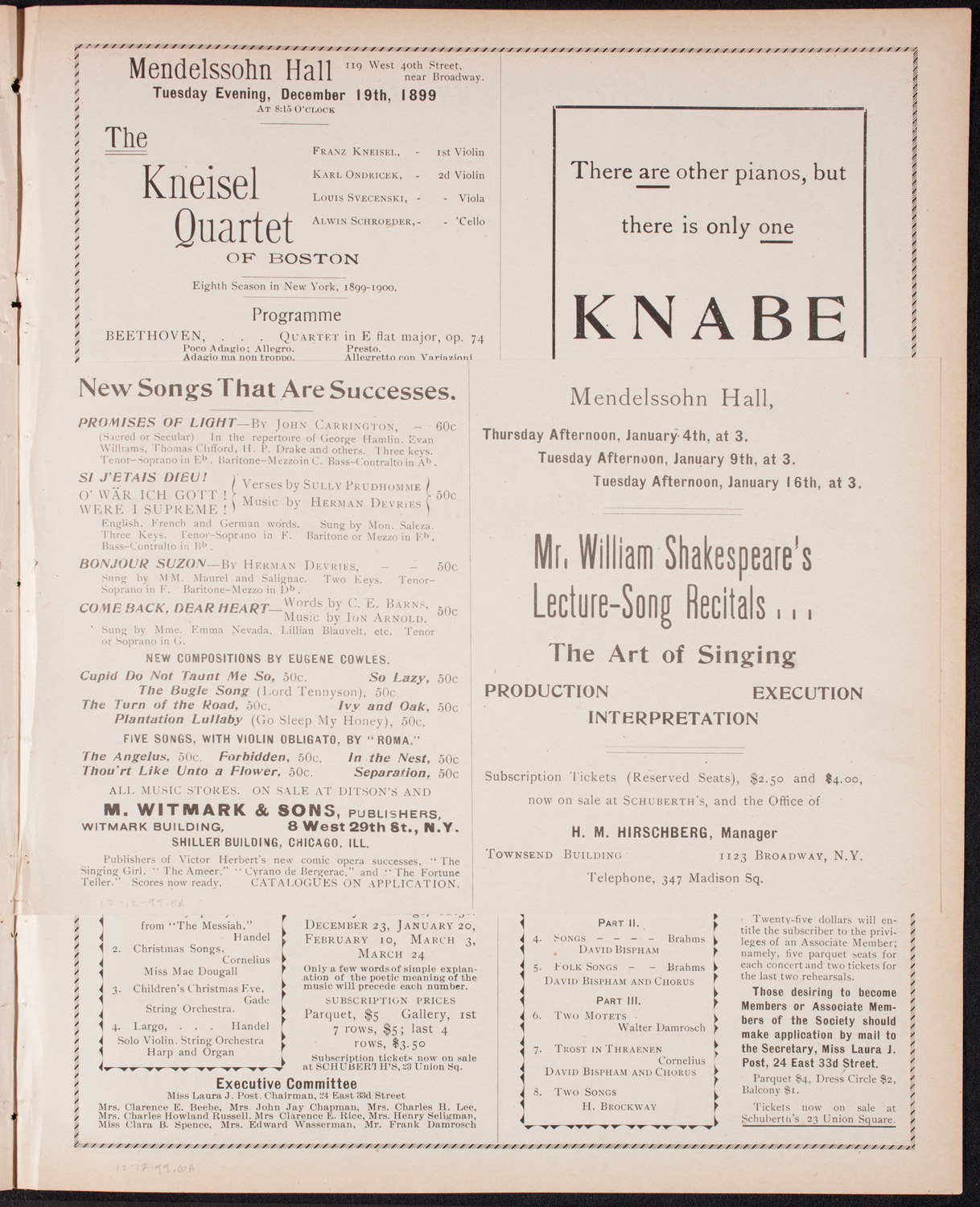 Ignacy Jan Paderewski, Piano, December 12, 1899, program page 9