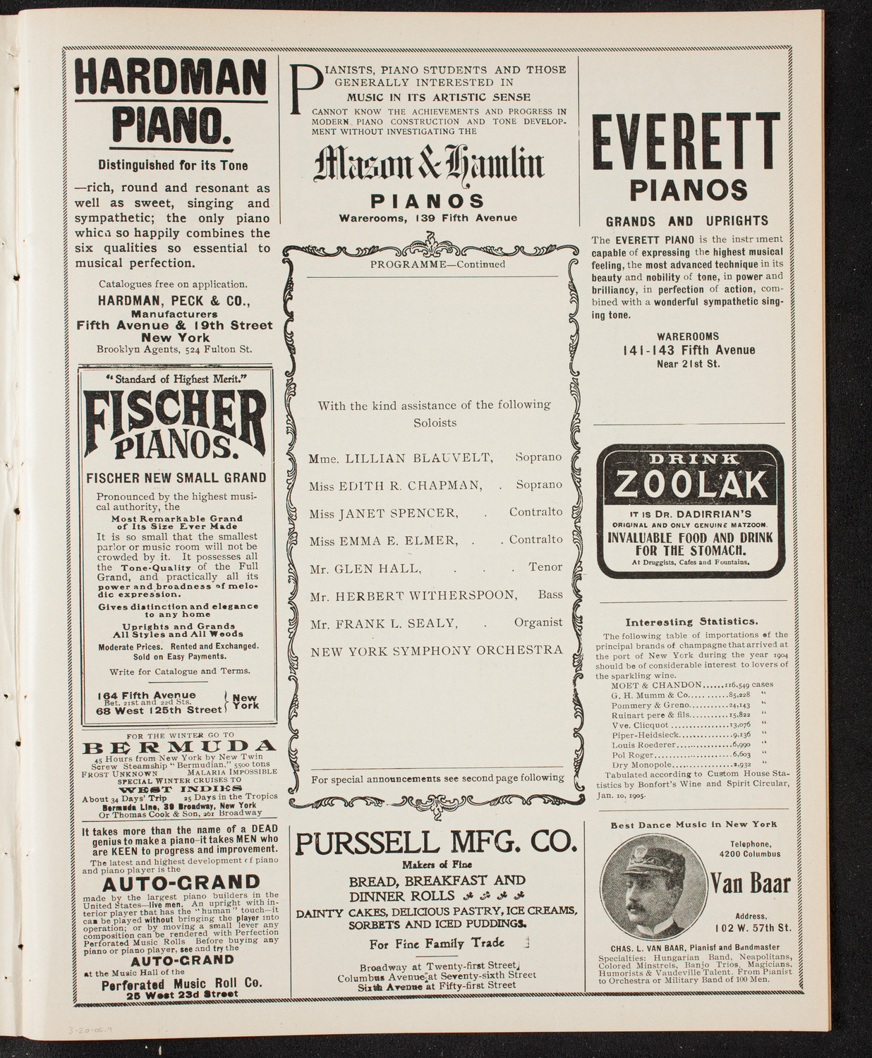 People's Choral Union, March 20, 1905, program page 7