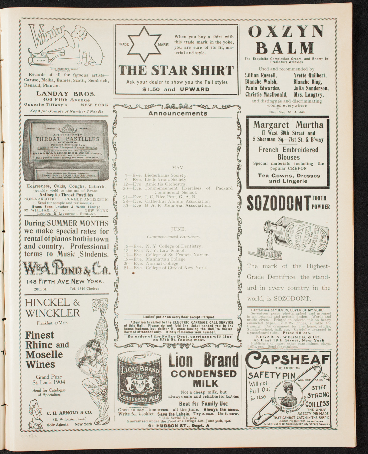 Graduation: College of Pharmacy of the City of New York, May 2, 1907, program page 3