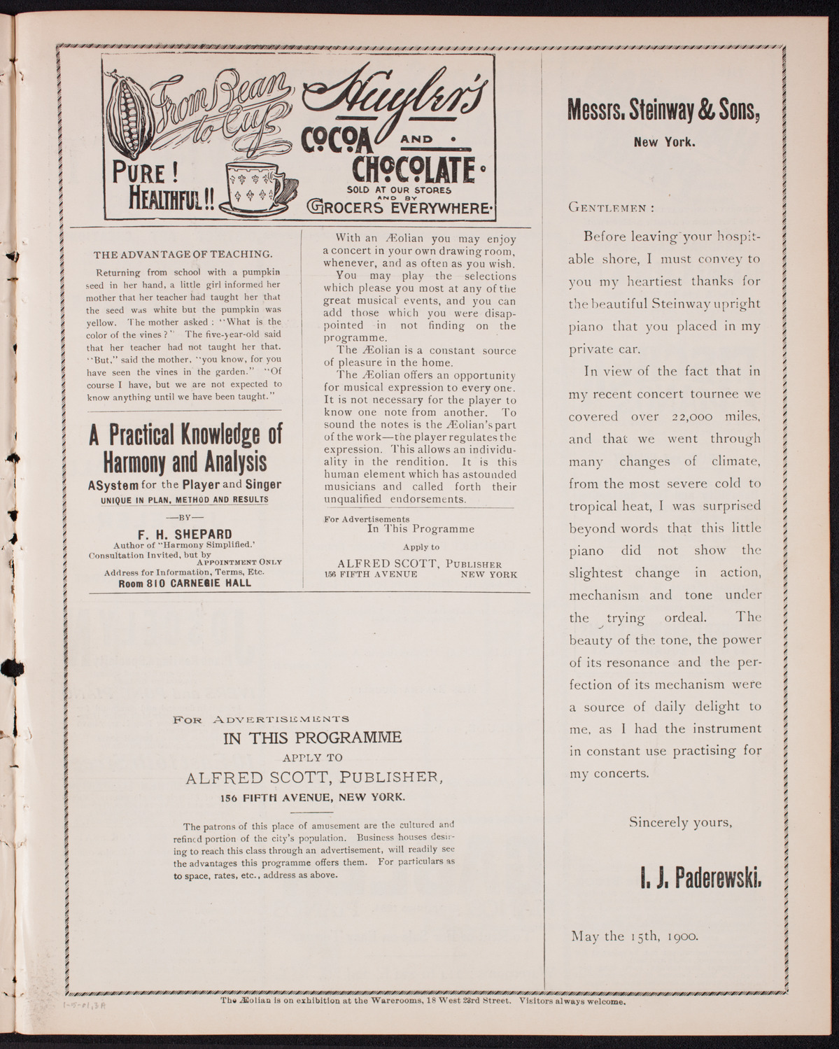 Sousa and His Band, January 5, 1901, program page 5