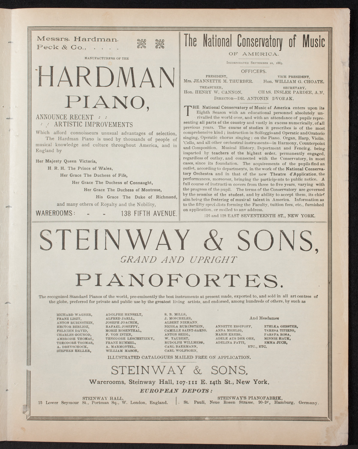 Damrosch Sunday Concert, March 12, 1893, program page 5