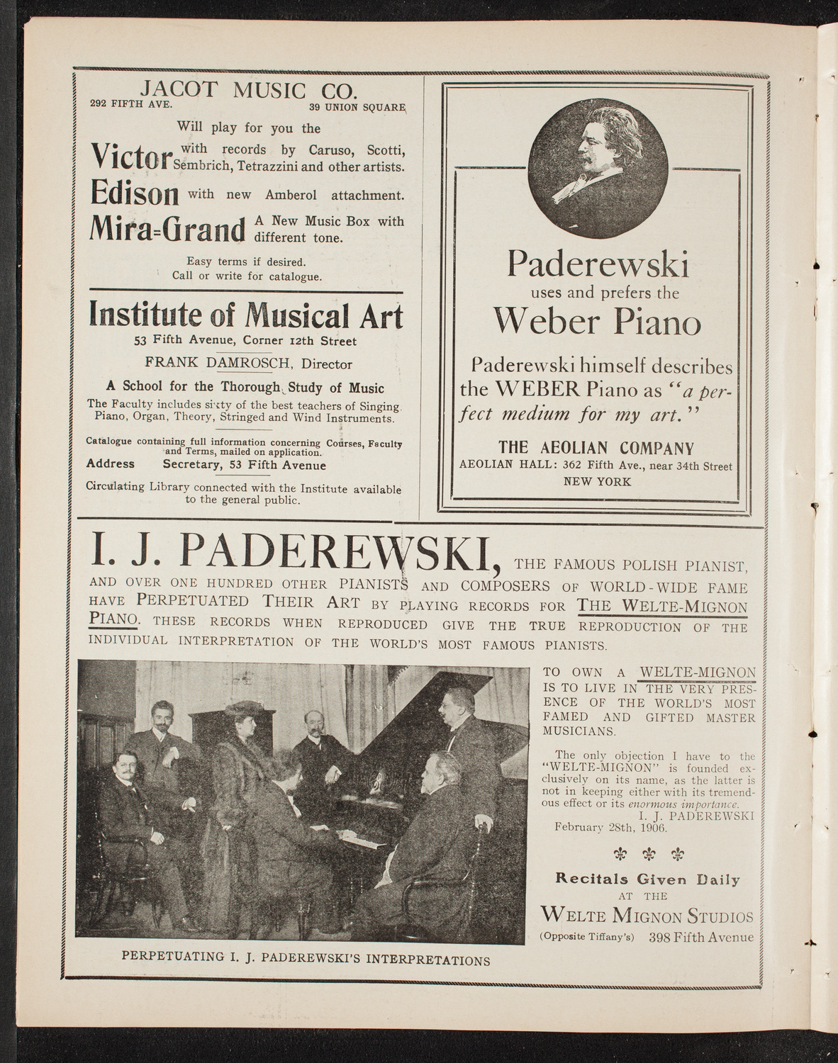 New York Philharmonic, March 6, 1909, program page 6