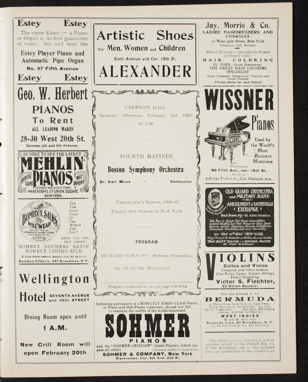 Boston Symphony Orchestra, February 23, 1907, program page 5