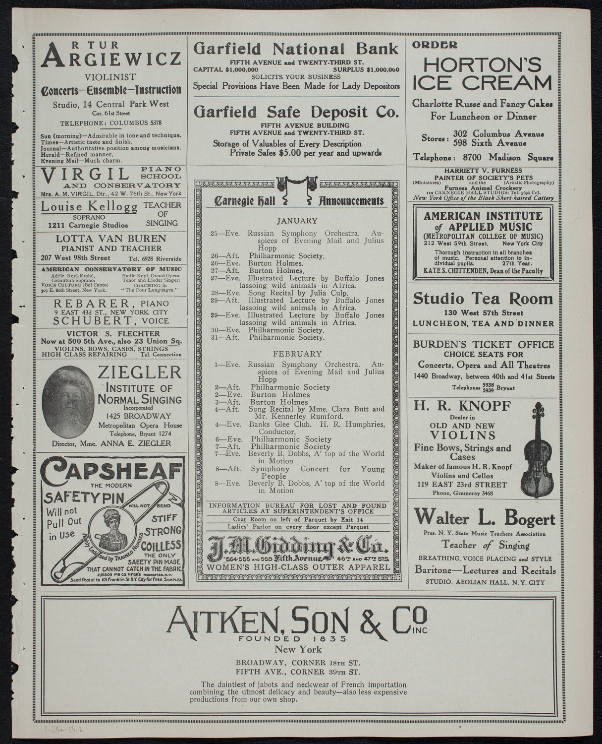 Ernest Schelling, Piano, January 25, 1913, program page 3