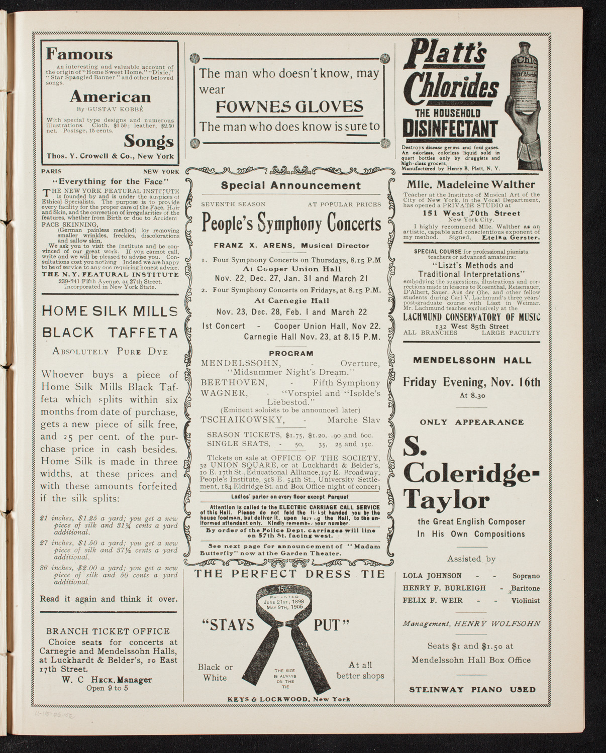 Russian Symphony Society of New York, November 15, 1906, program page 9