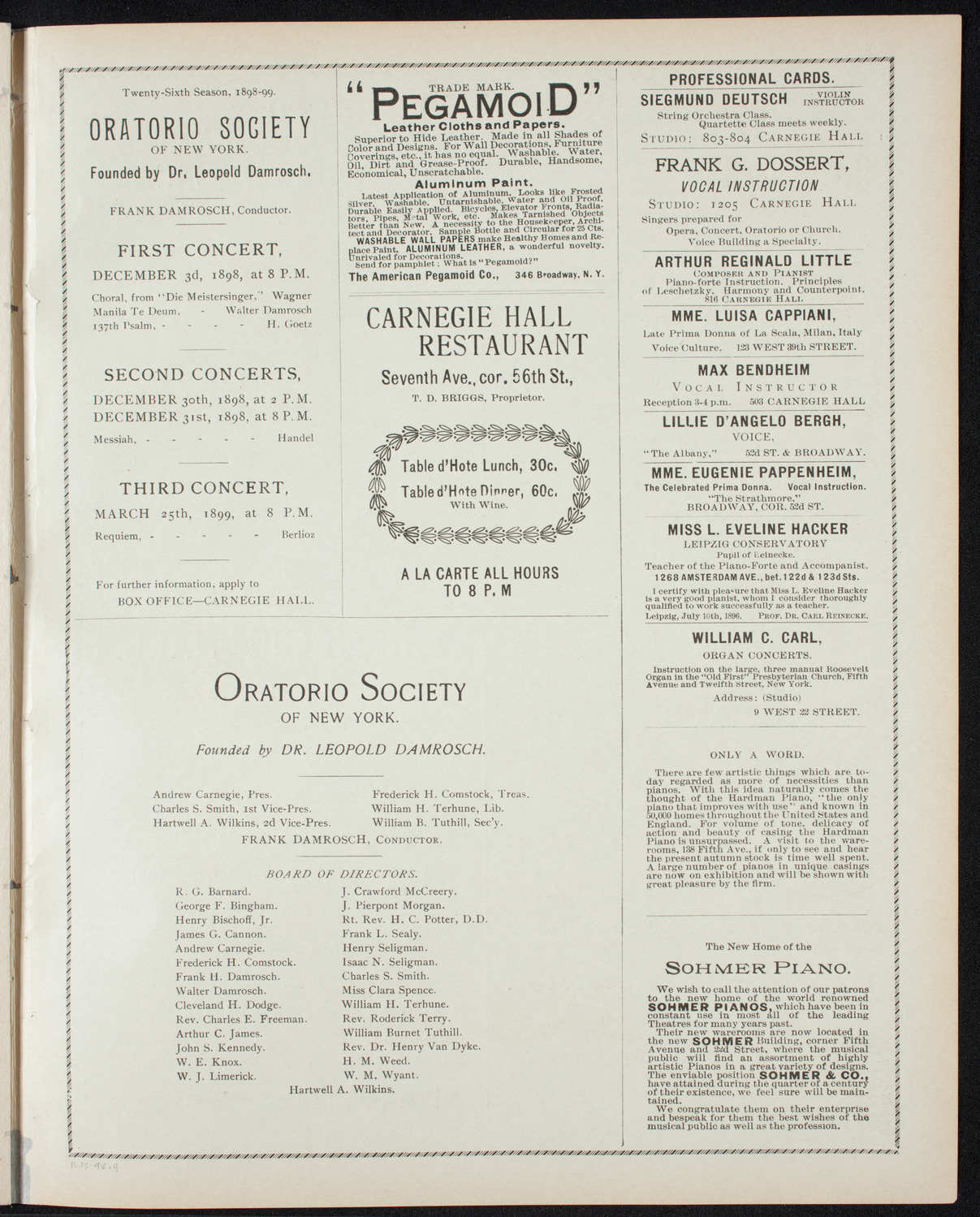 Paur Symphony Orchestra - Sunday Night Popular Concert, November 13, 1898, program page 7