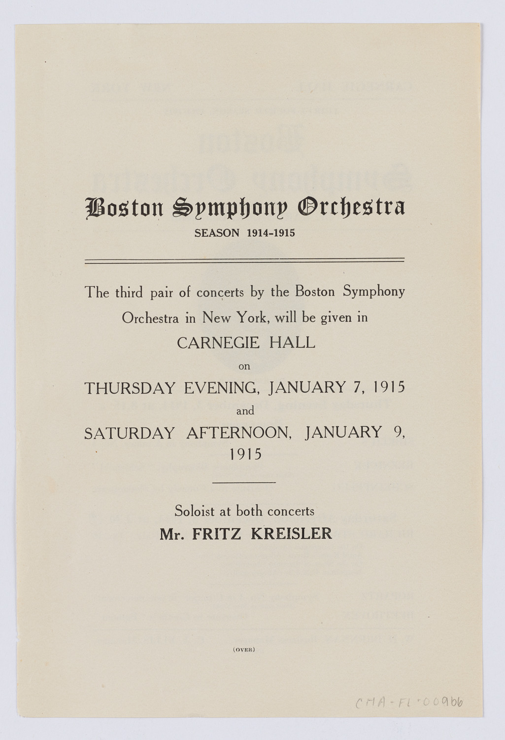 Boston Symphony Orchestra, December 1914