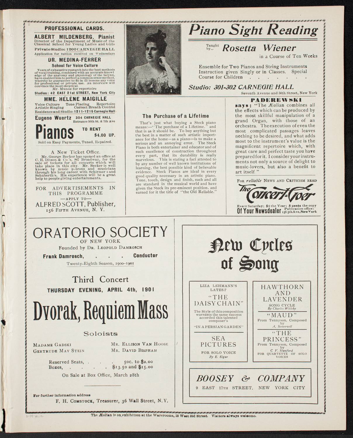 Musical Art Society of New York, March 14, 1901, program page 3