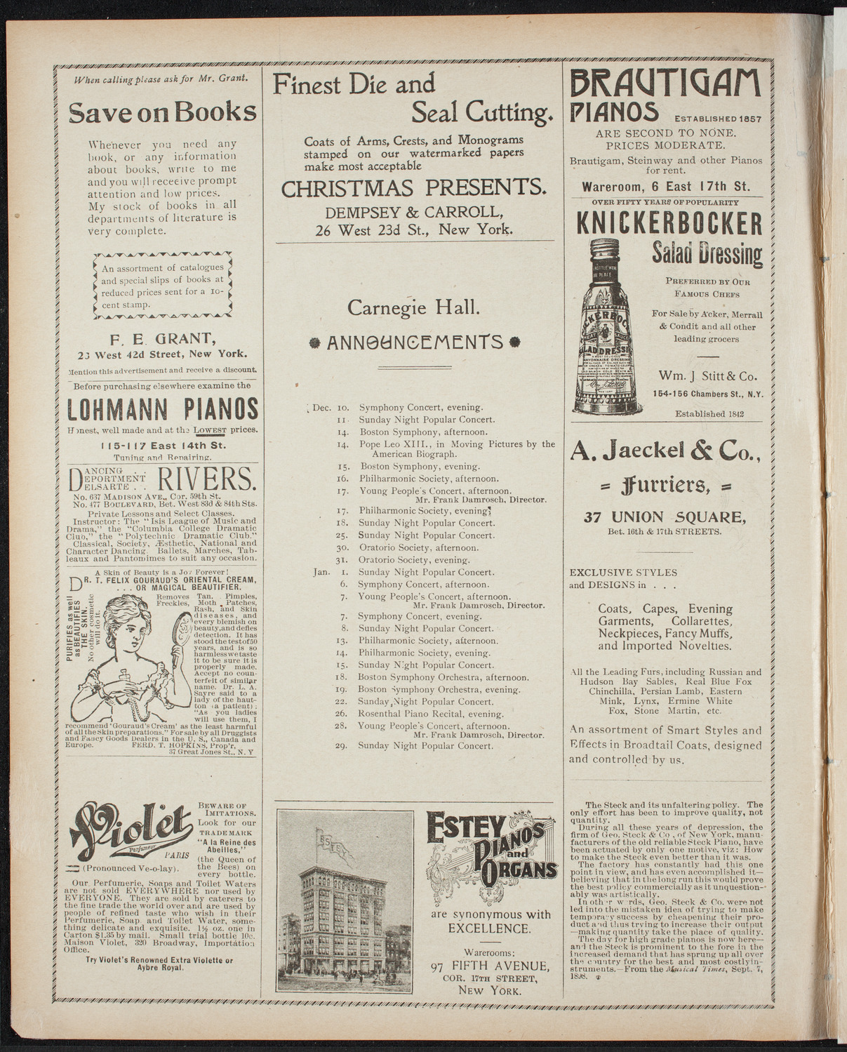 New York Banks' Glee Club, December 9, 1898, program page 2