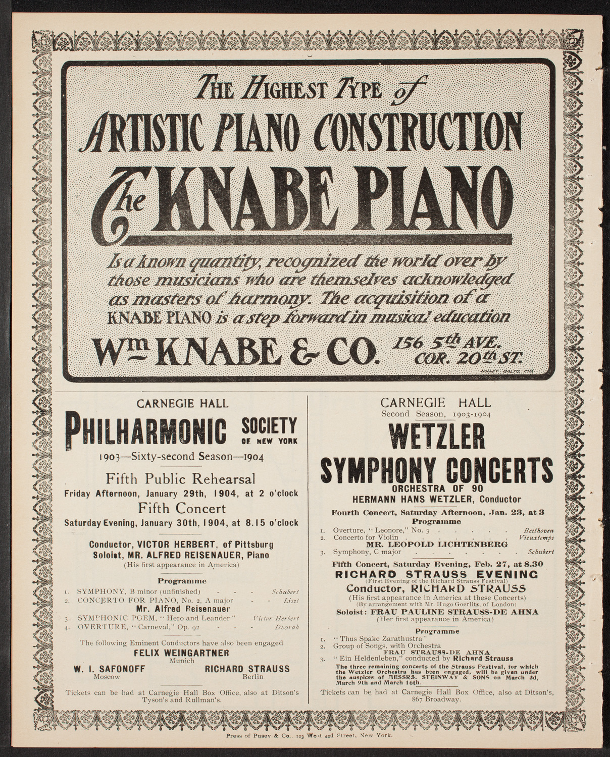 New York Philharmonic, January 8, 1904, program page 12