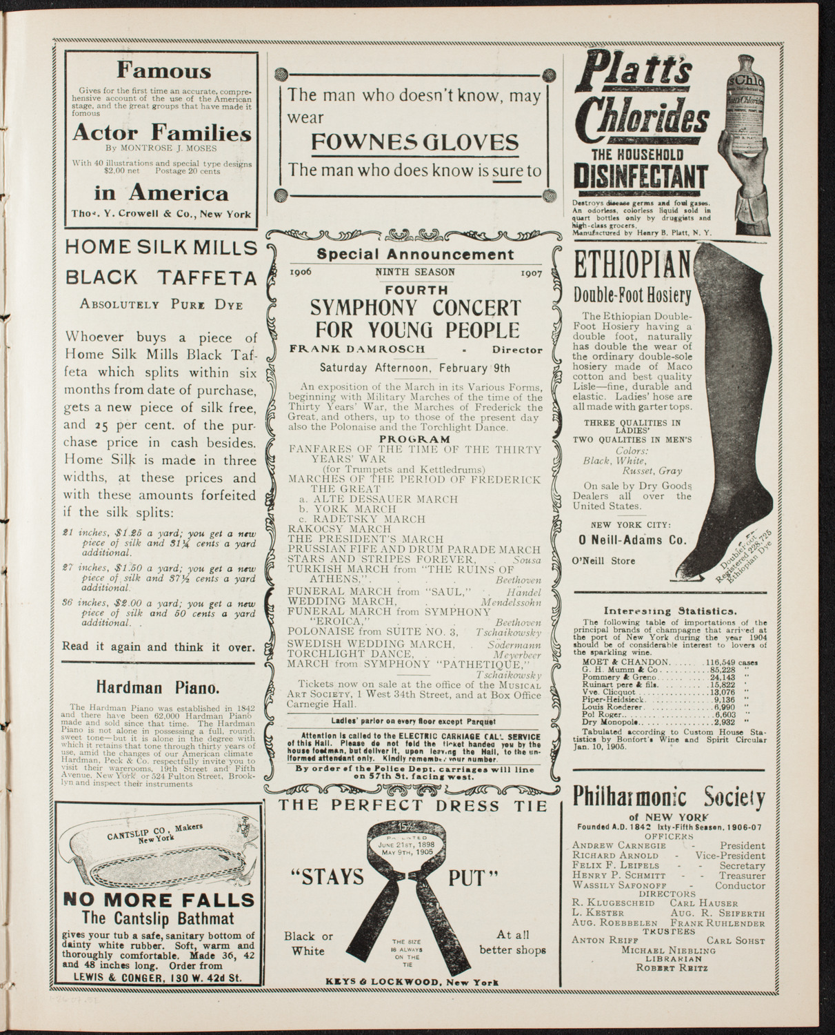 New York Philharmonic, January 26, 1907, program page 9