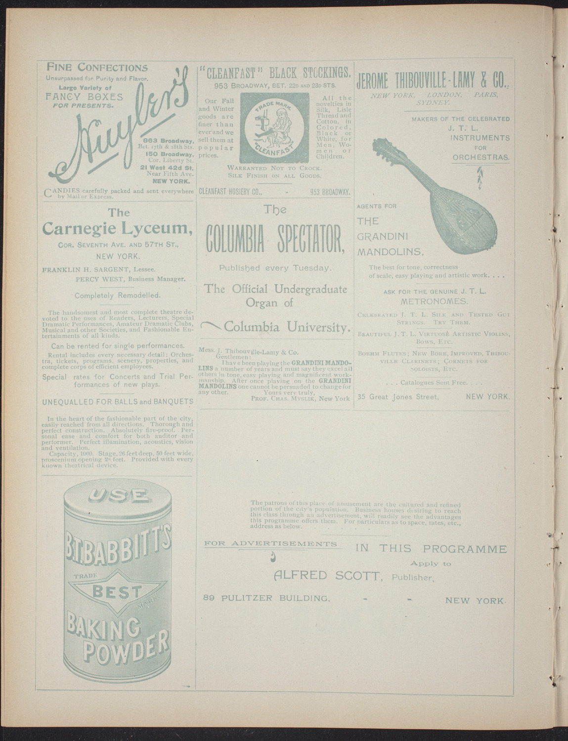 Columbia College Musical Society, February 15, 1897, program page 4