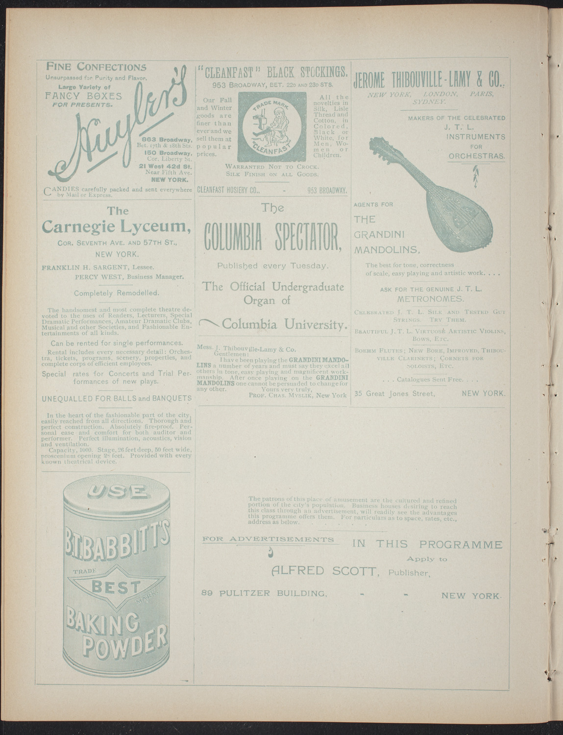 Columbia College Musical Society, February 15, 1897, program page 4