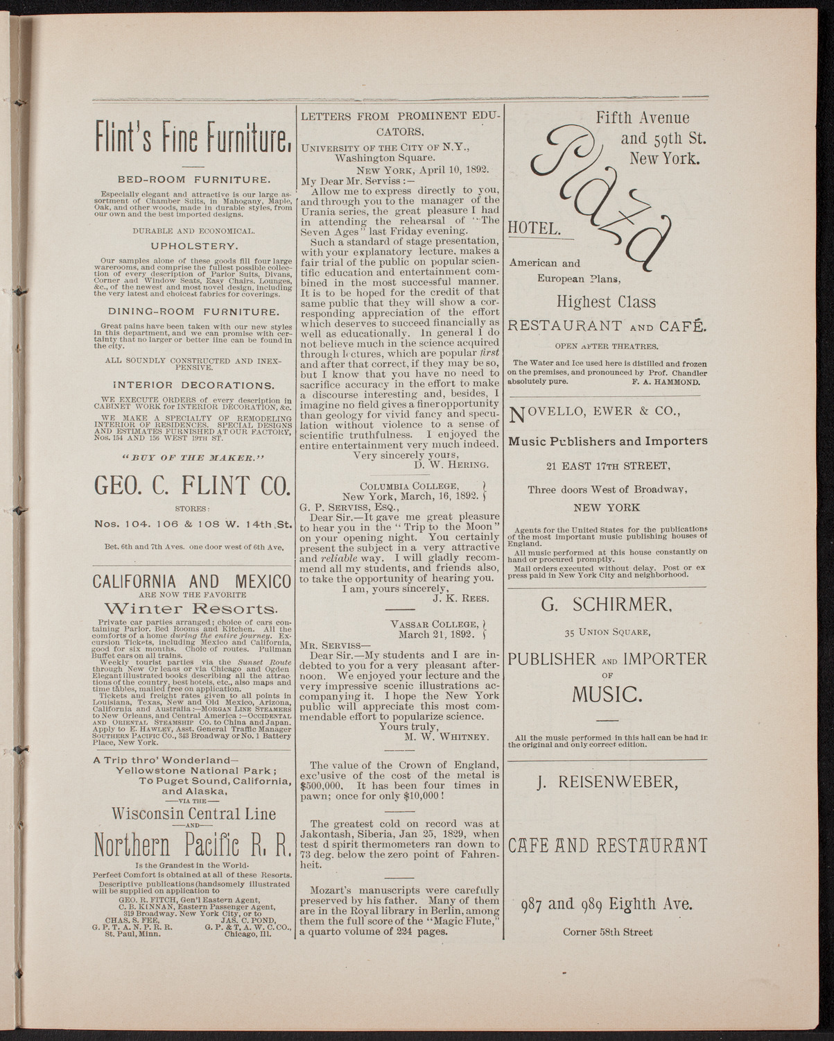 New York Symphony Orchestra: Handel Festival, April 29, 1892, program page 9