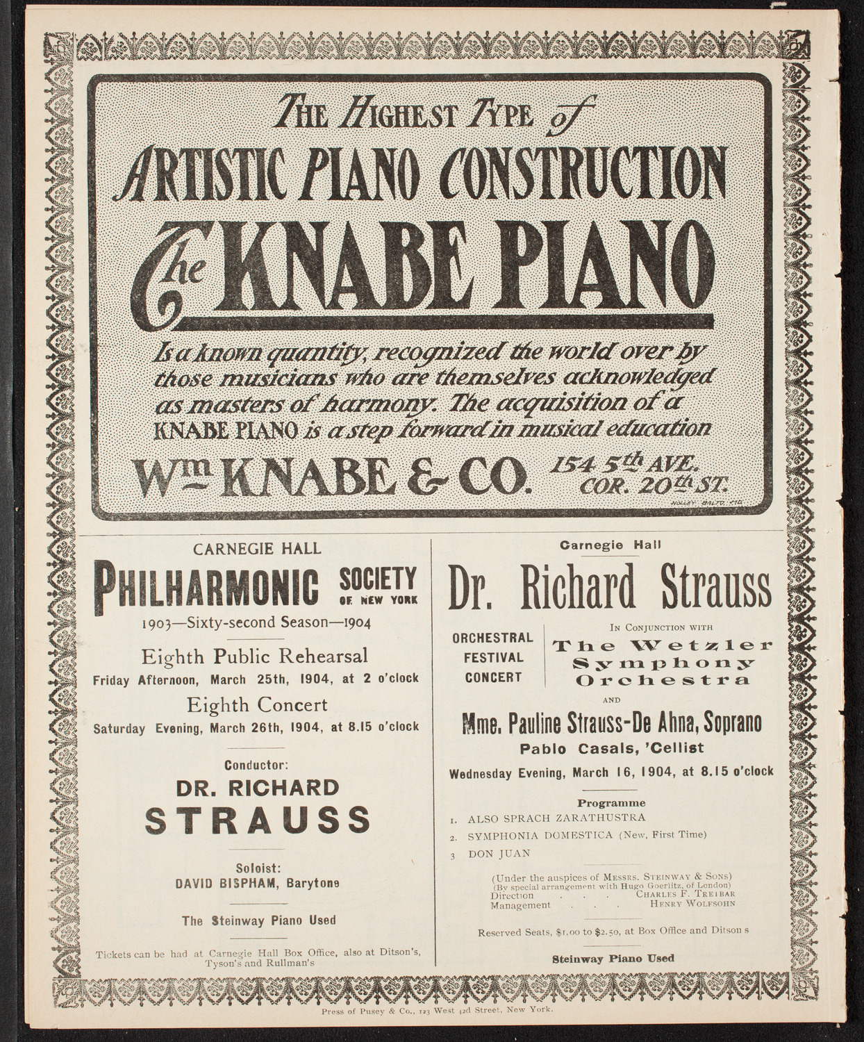 Musical Art Society of New York, March 10, 1904, program page 12