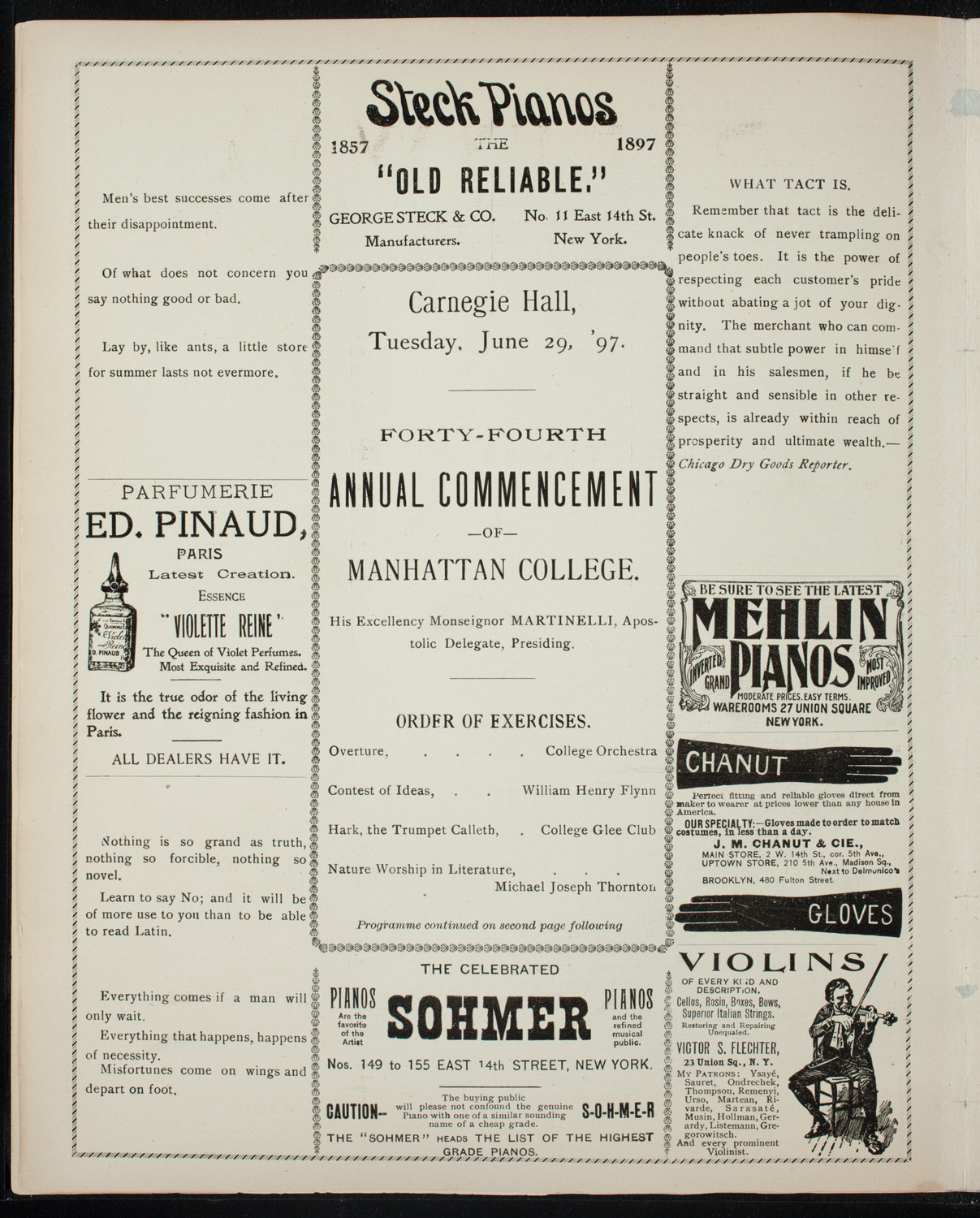 Graduation: Manhattan College, June 29, 1897, program page 4