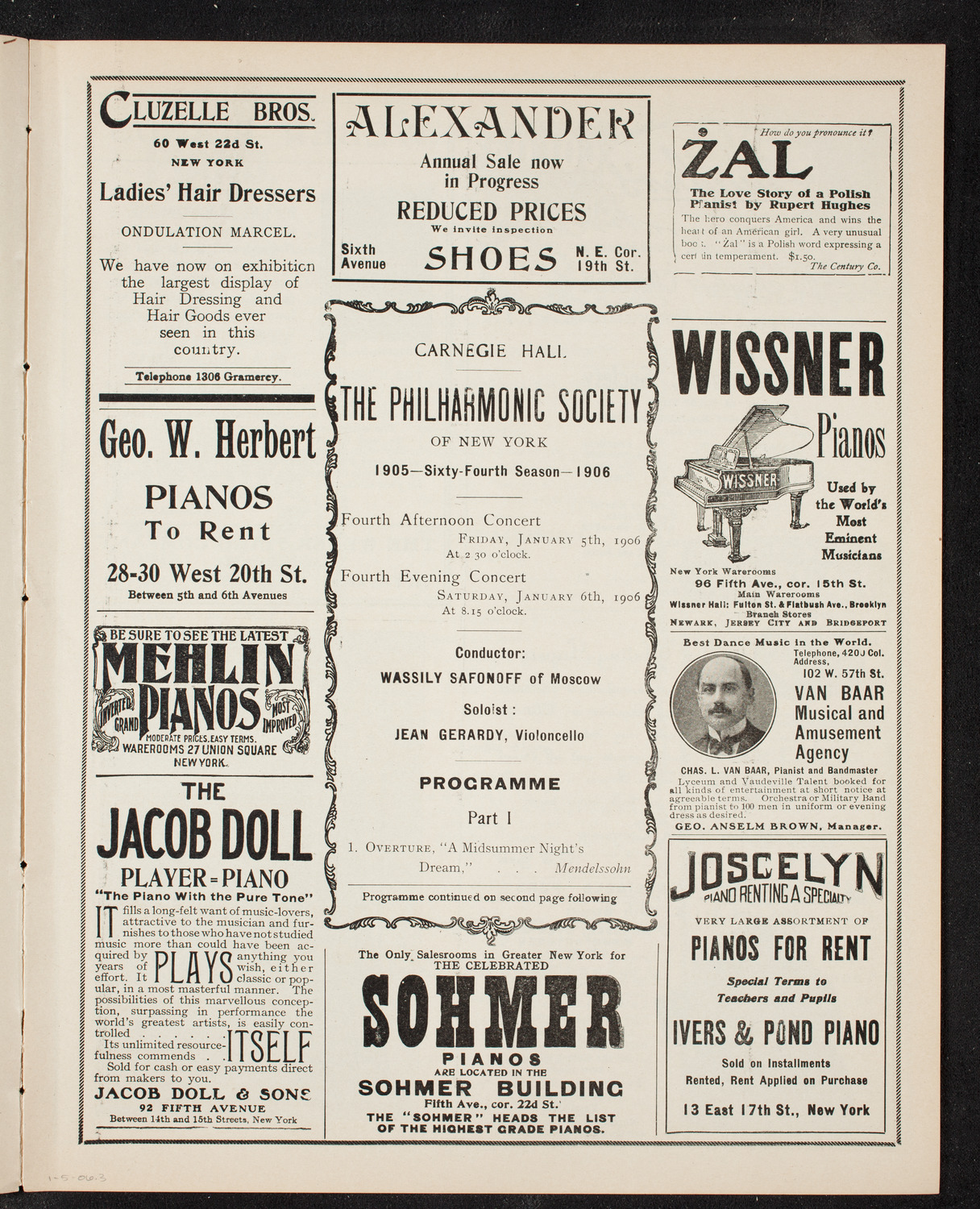 New York Philharmonic, January 5, 1906, program page 5