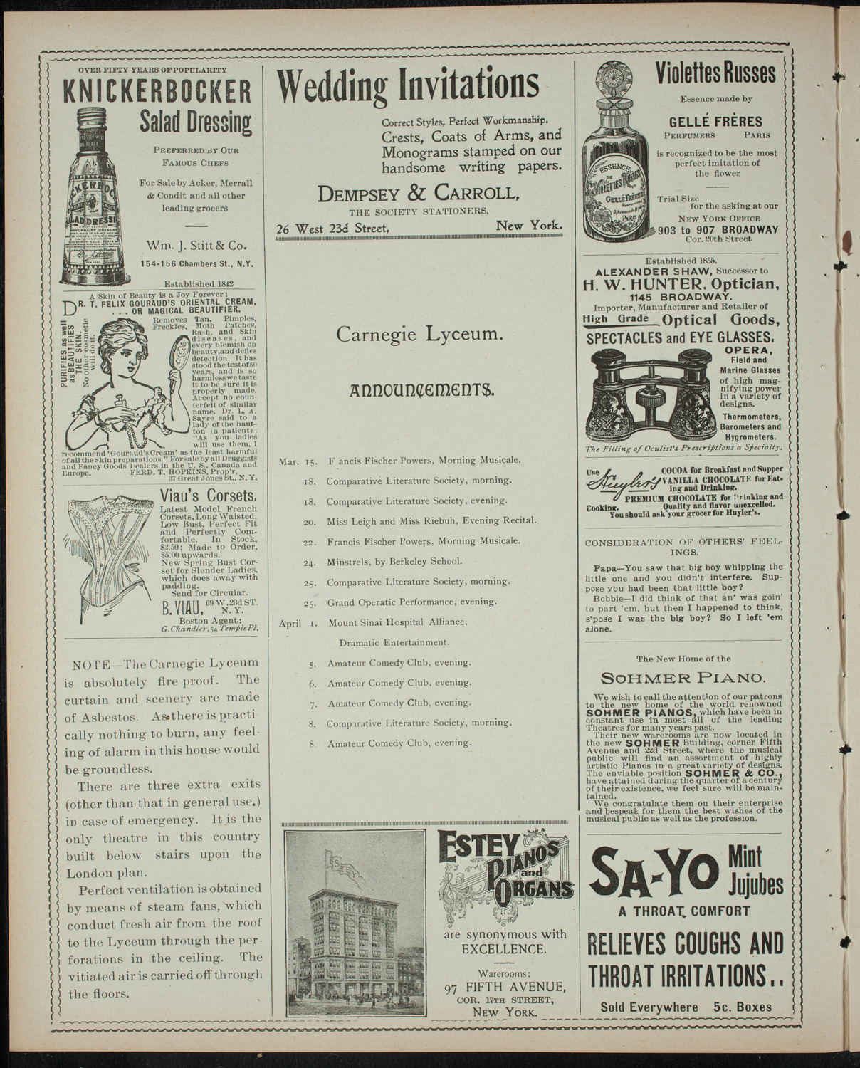 Bessie Lewis and Others, March 14, 1899, program page 2
