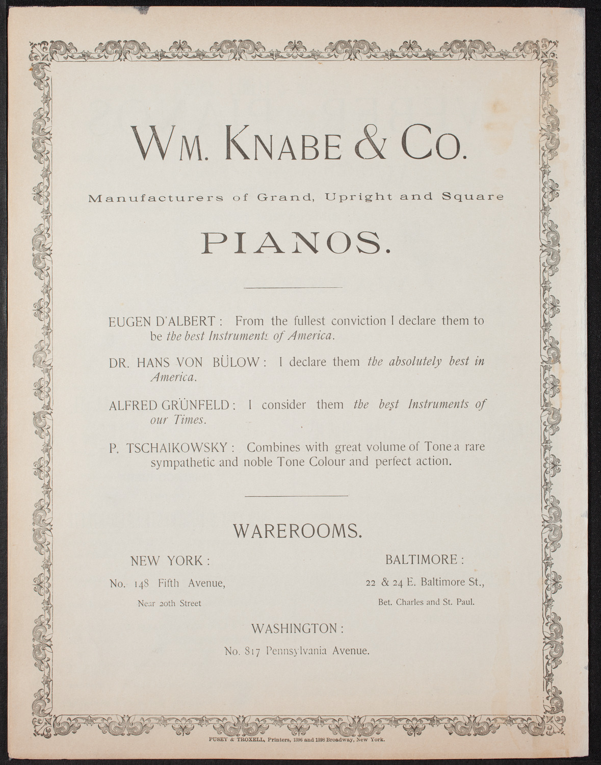 Ignacy Jan Paderewski, Piano, January 7, 1893, program page 8
