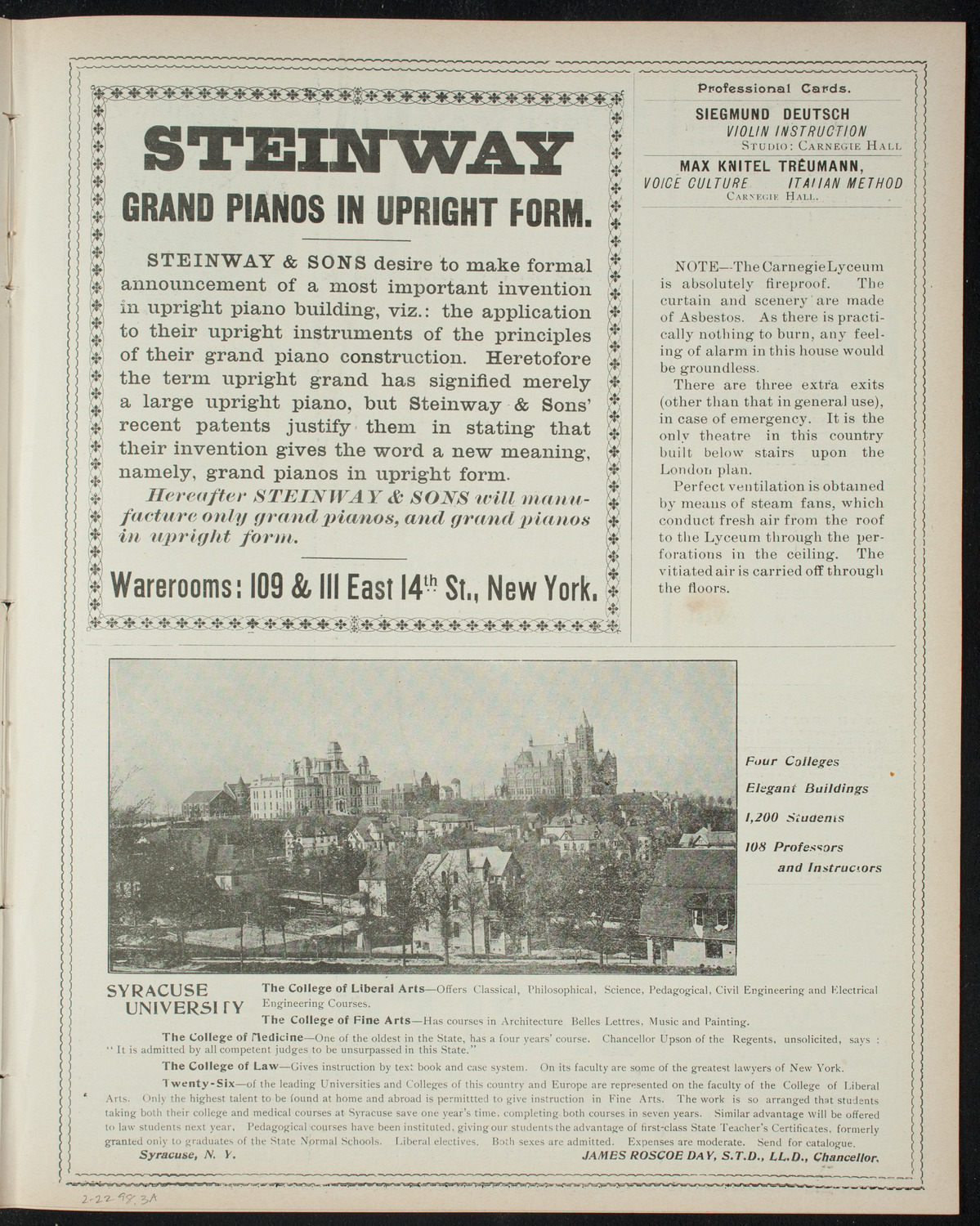 Columbia College Musical Society, February 22, 1898, program page 5