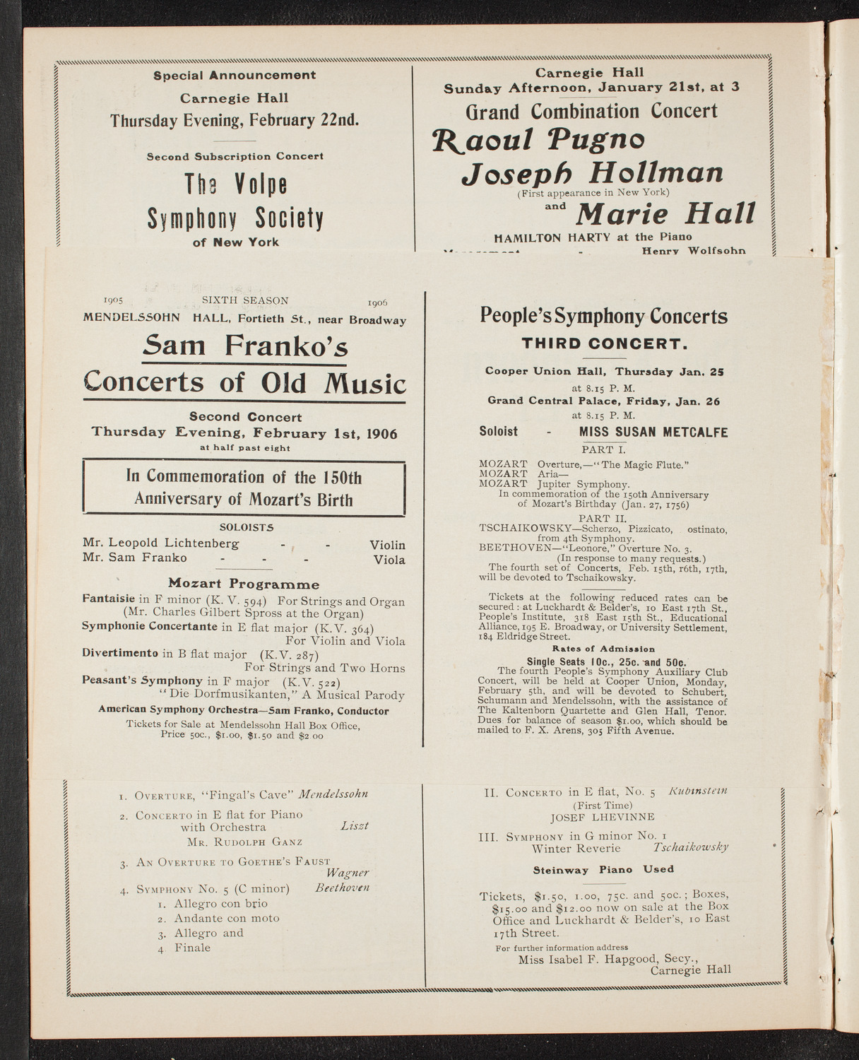 New York Philharmonic, January 19, 1906, program page 12
