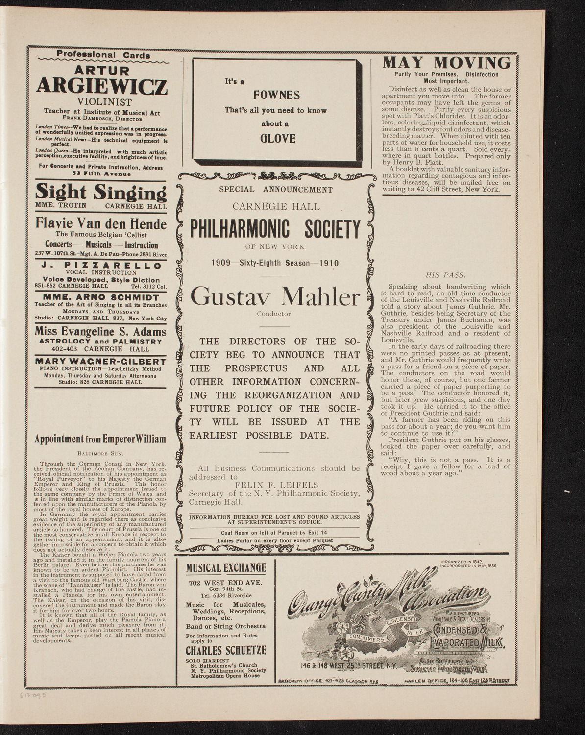 Lyran Swedish Singing Society, June 13, 1909, program page 9