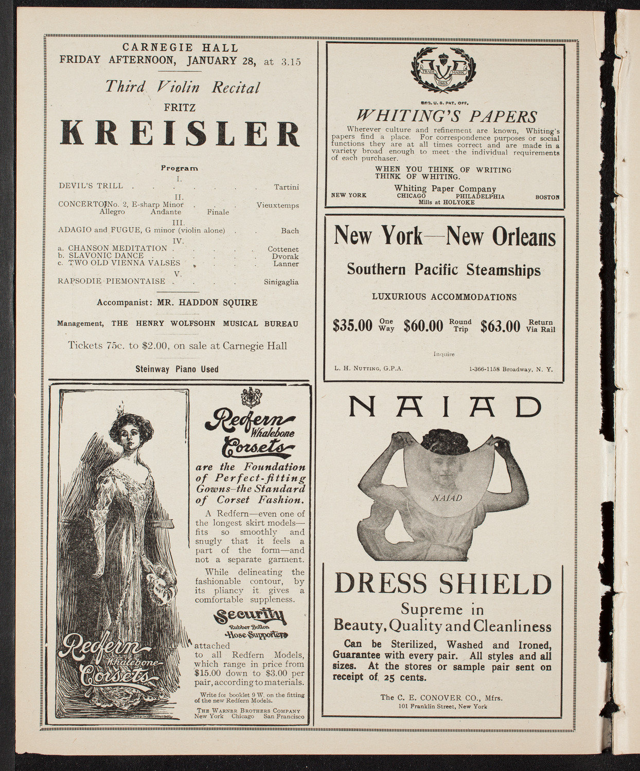 New York Symphony Orchestra, January 25, 1910, program page 2