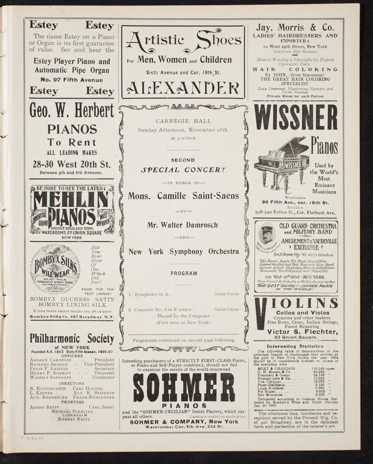 New York Symphony Orchestra, November 18, 1906, program page 5