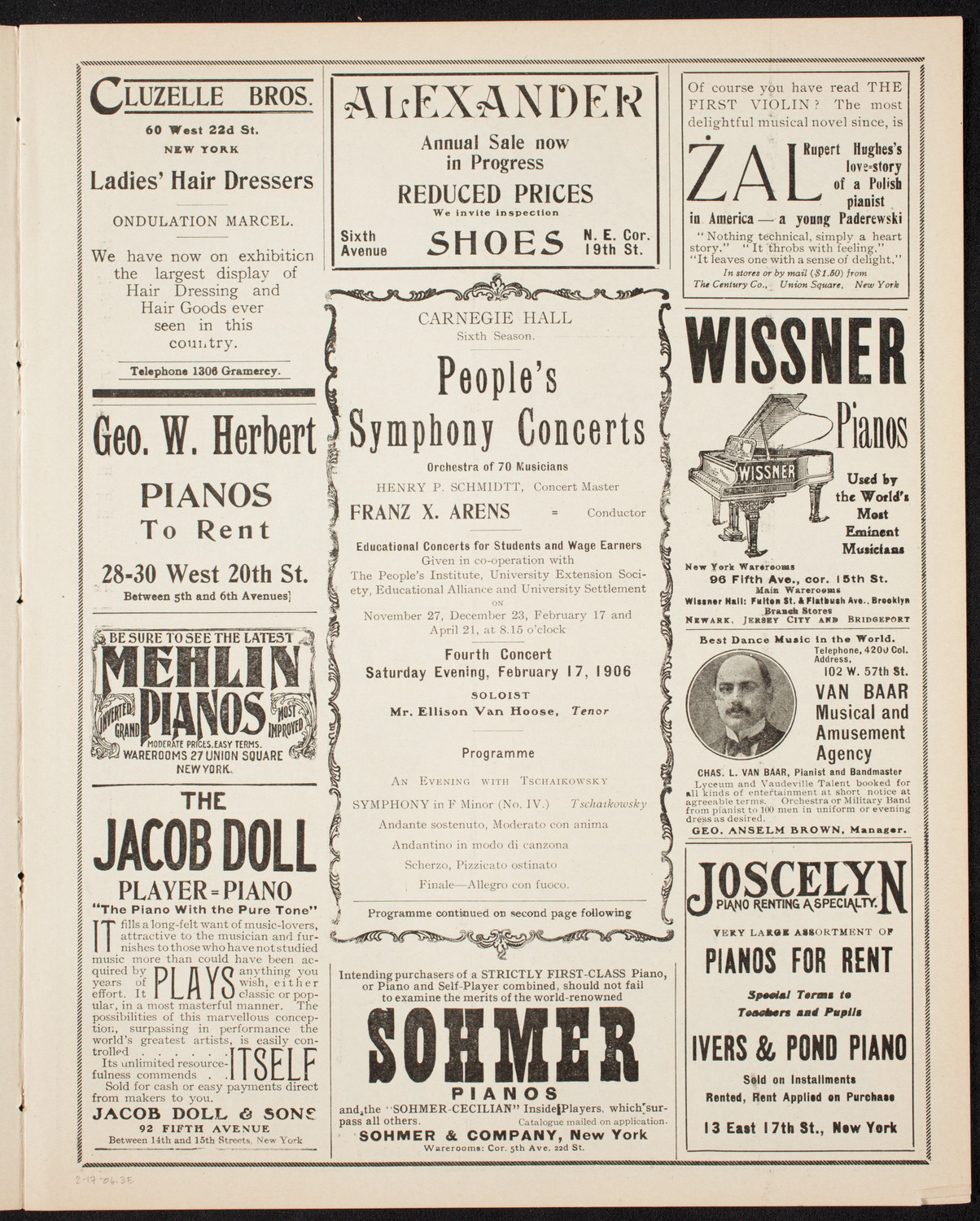 People's Symphony Concert, February 17, 1906, program page 5
