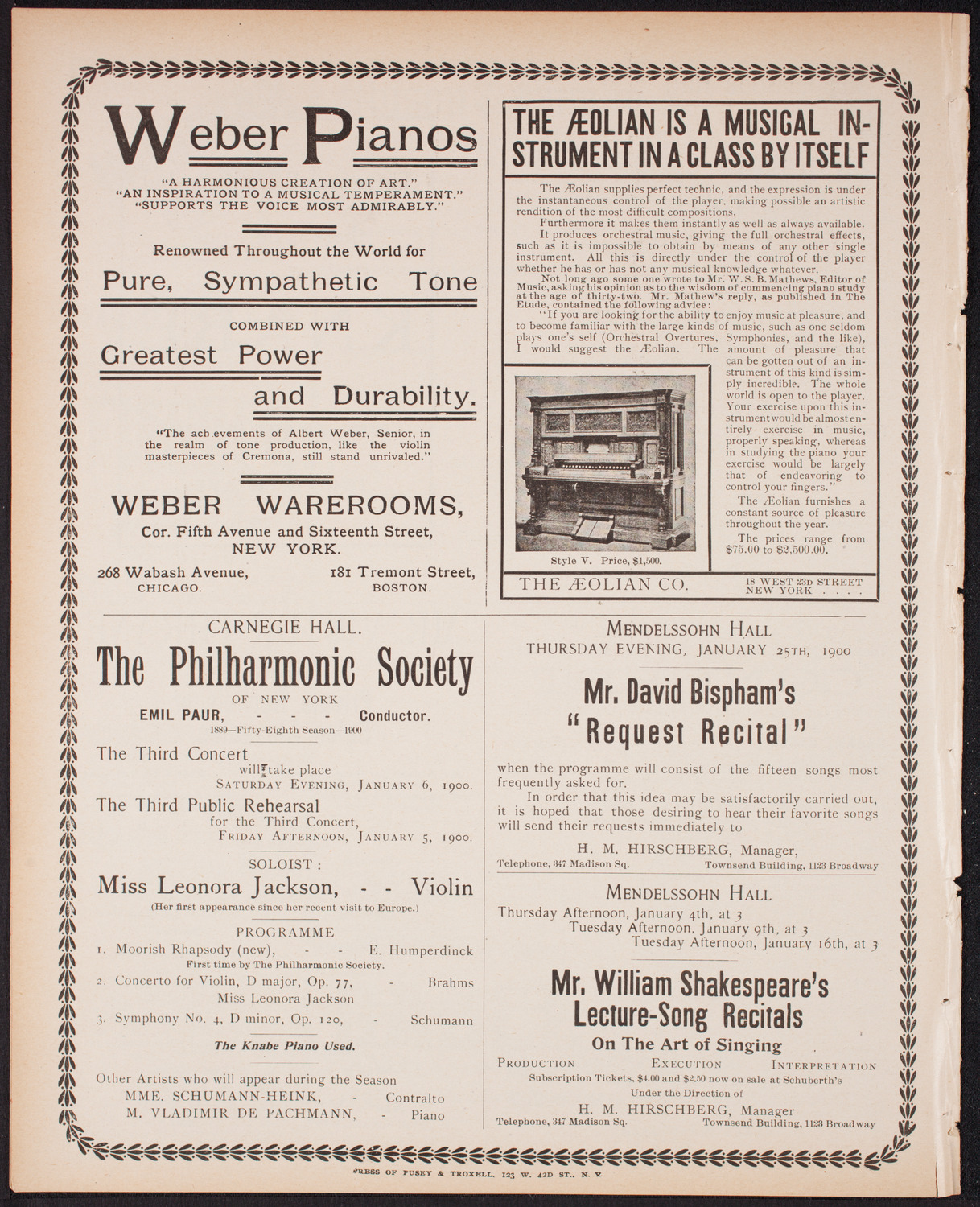 Musical Art Society of New York, December 21, 1899, program page 8