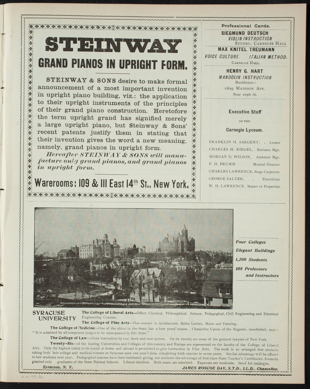 Comparative Literature Society Saturday Morning Conference, April 9, 1898, program page 5