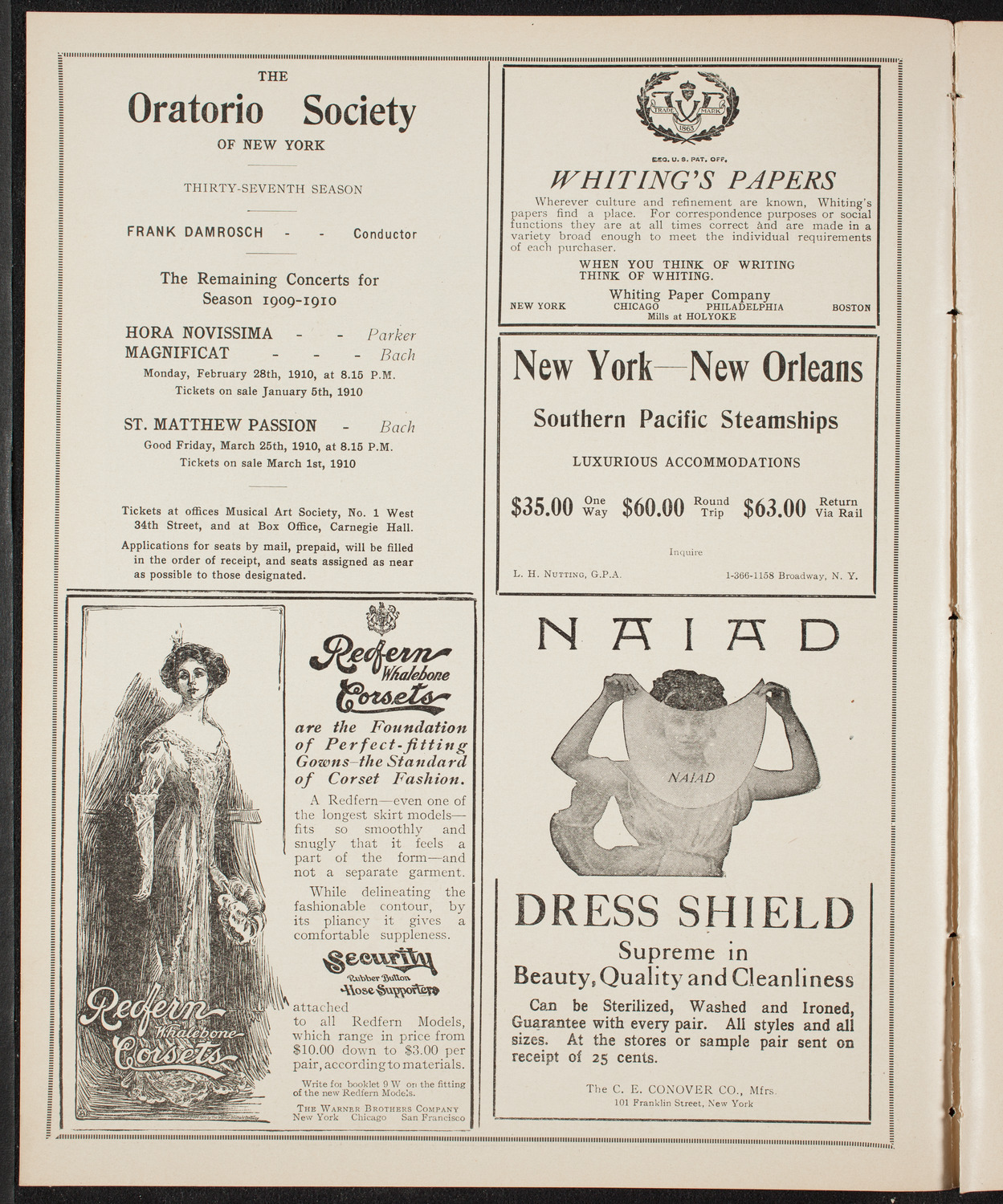 New York Philharmonic, December 29, 1909, program page 2