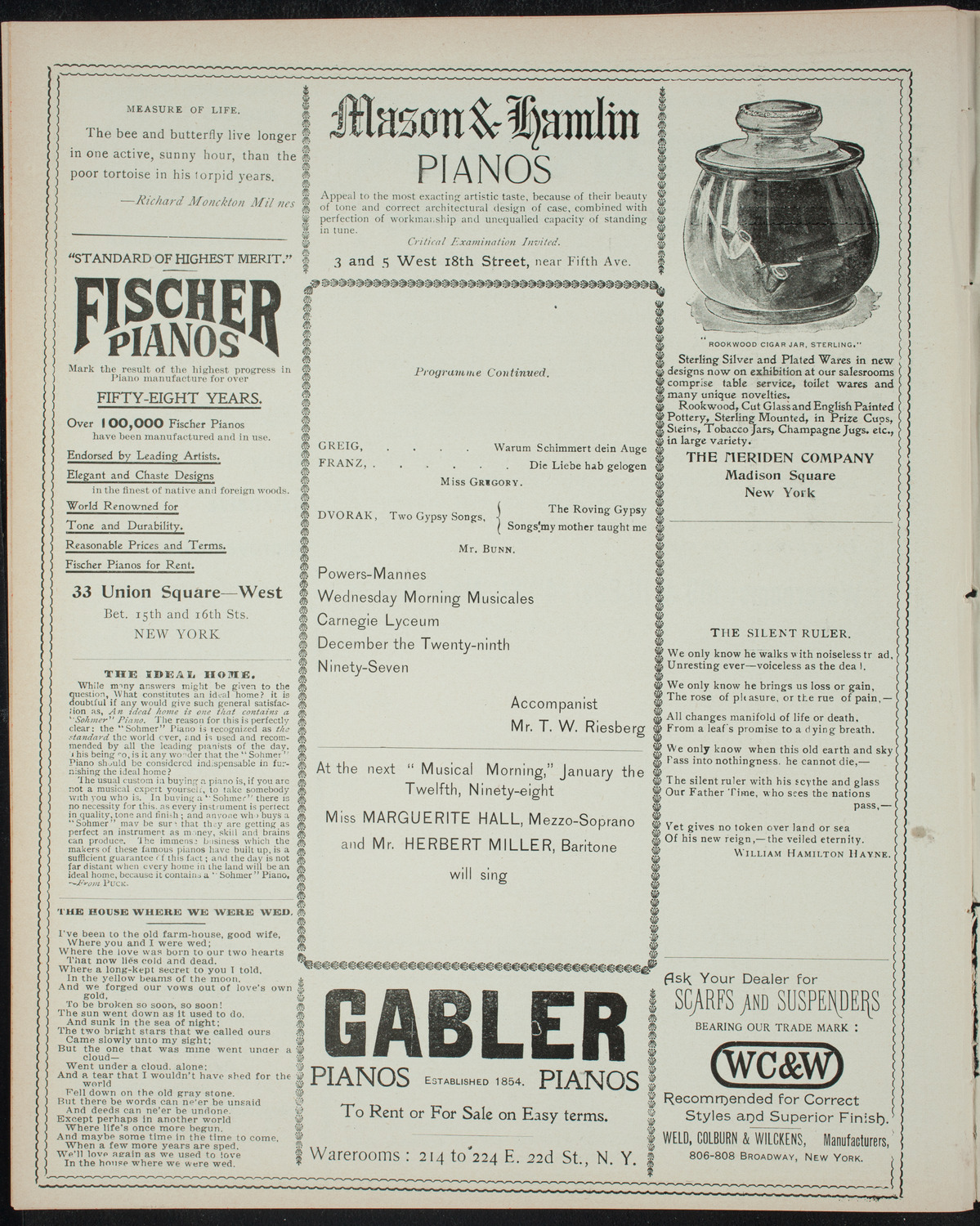 Powers-Mannes Wednesday Morning Musicale, December 29, 1897, program page 6