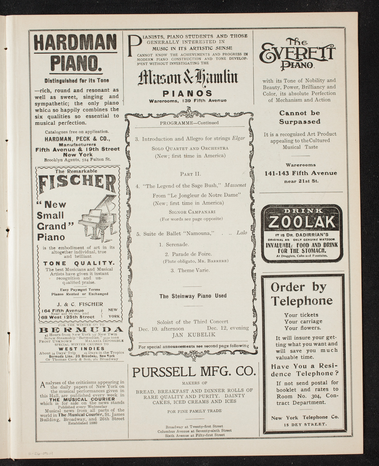 New York Symphony Orchestra, November 26, 1905, program page 7