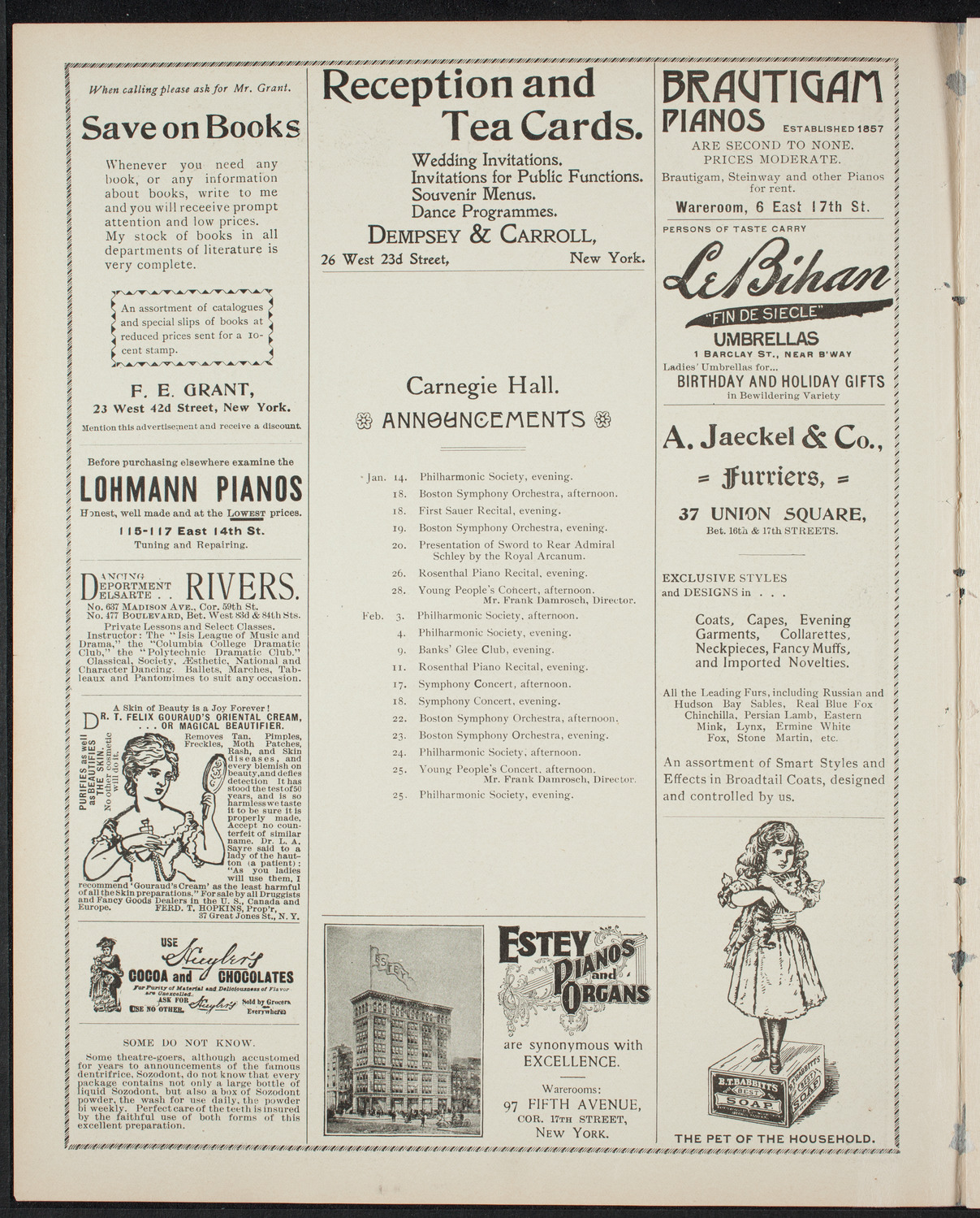 New York Philharmonic, January 13, 1899, program page 2